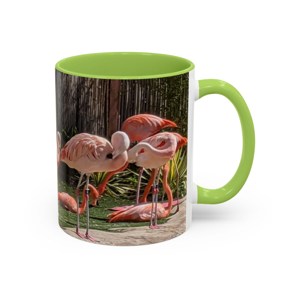 Flamingo Flock Accent Coffee Mug — Tropical Pink Bird Photo (11/15 oz)