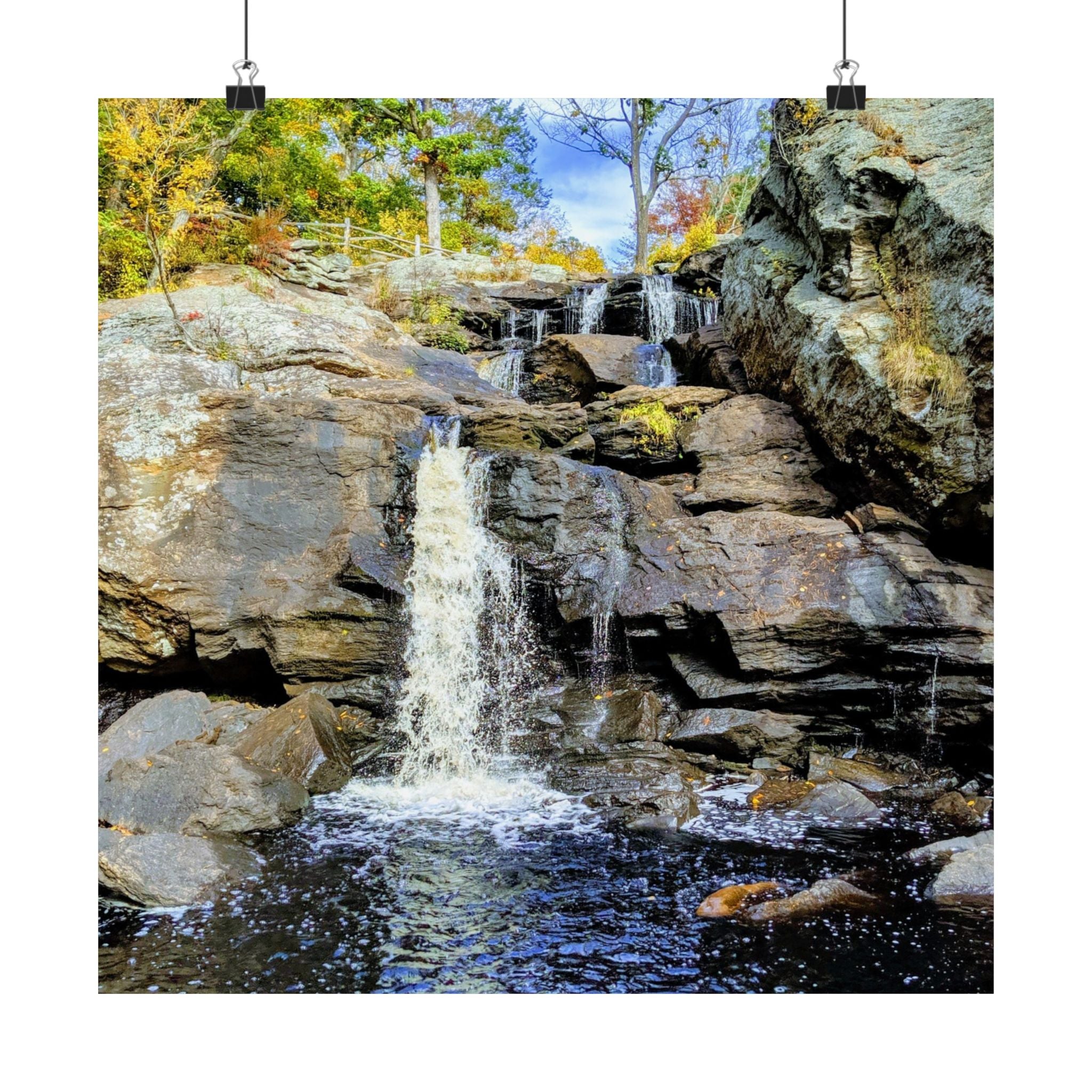Waterfall Nature Poster — Vertical Matte Landscape Print