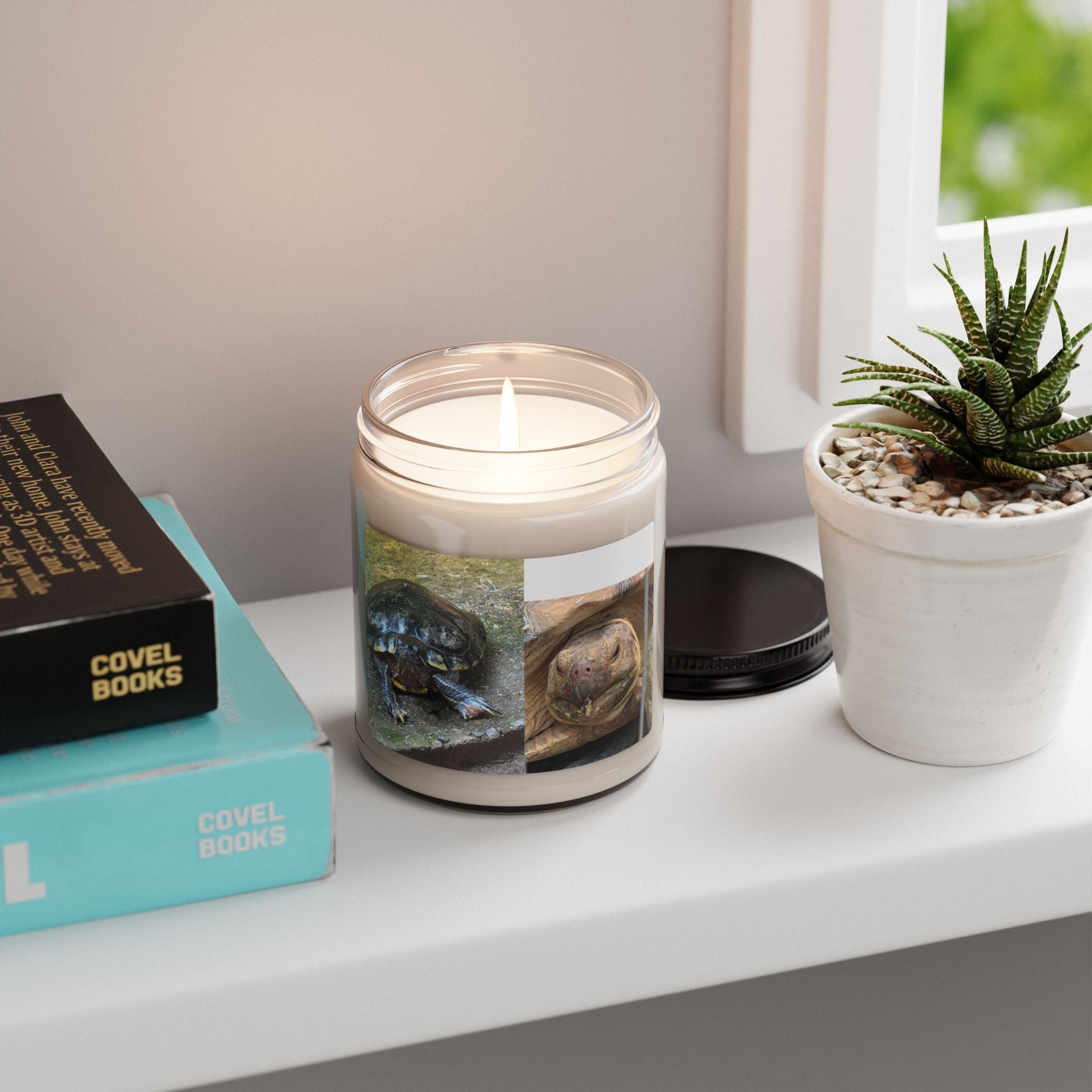 Turtle Photo Soy Candle — 9oz Scented Jar (Tortoise Image)