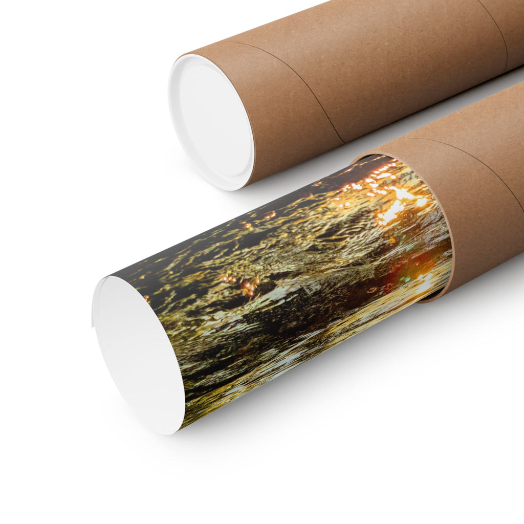 Matte Vertical Poster — Golden Lake Sunset Photography Print