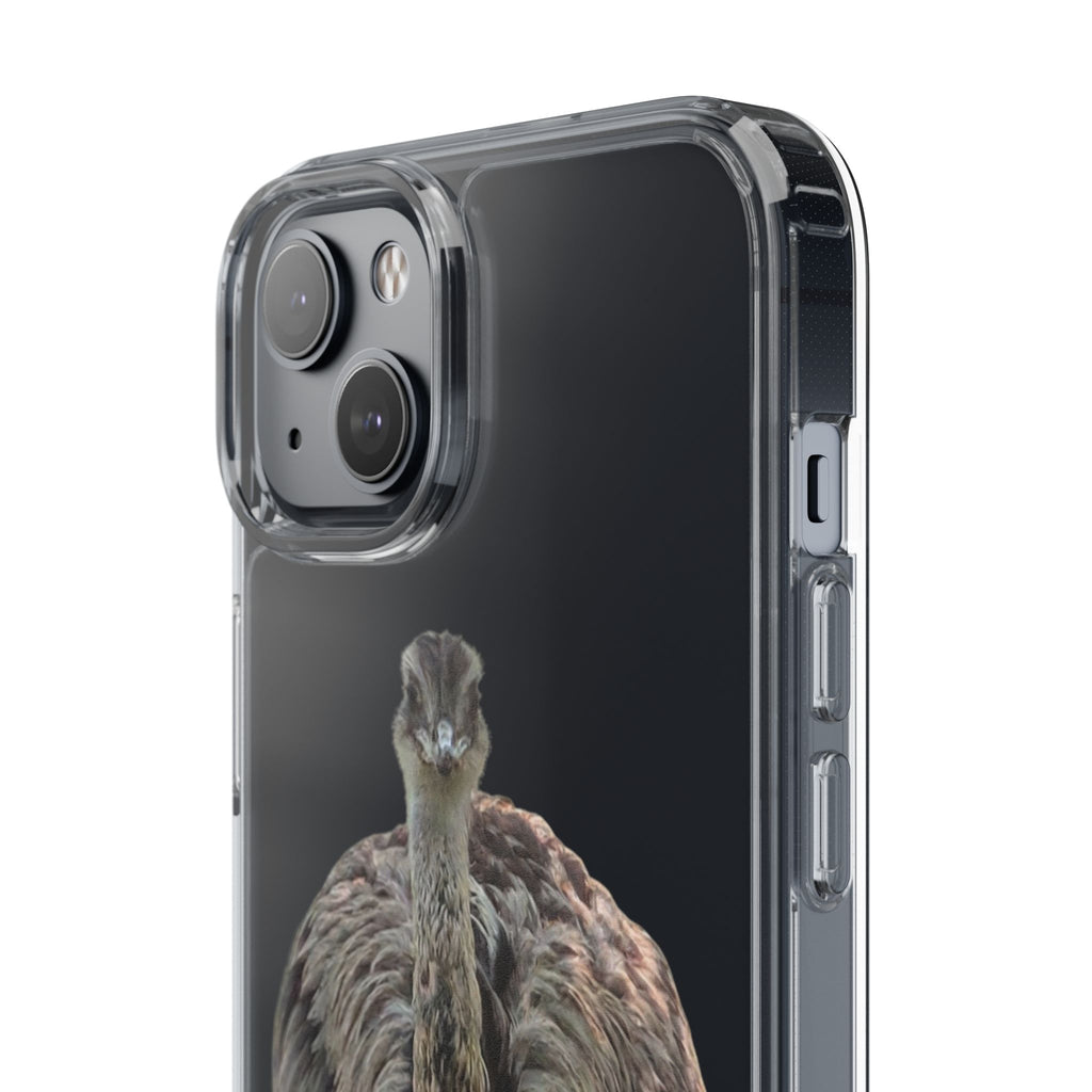 Clear Emu Bird iPhone Case — Cute Wildlife Nature Photo Design, Impact-Resistant Clear Phone Cover, Bird Lover Gift