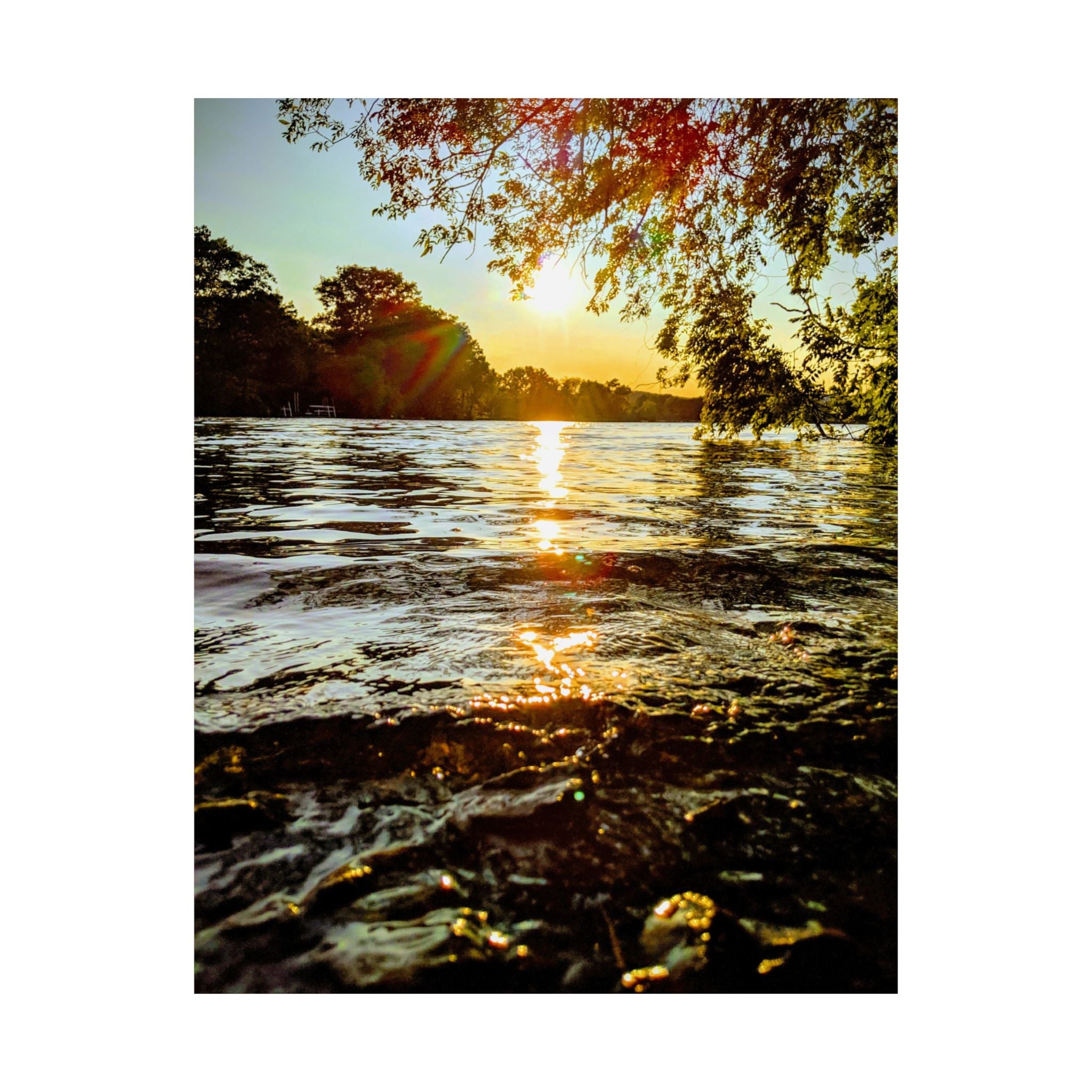 Matte Vertical Poster — Golden Lake Sunset Photography Print