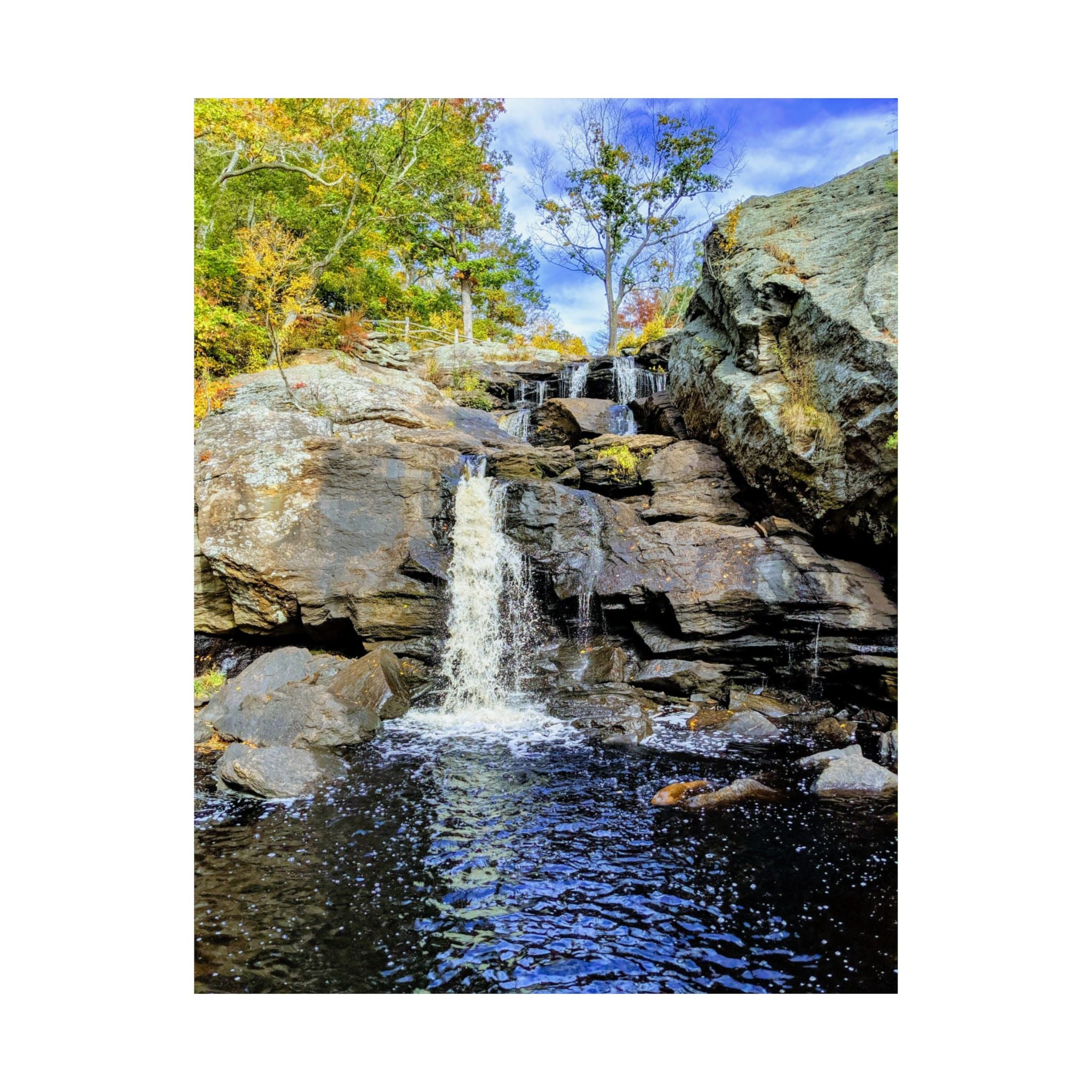 Waterfall Nature Poster — Vertical Matte Landscape Print