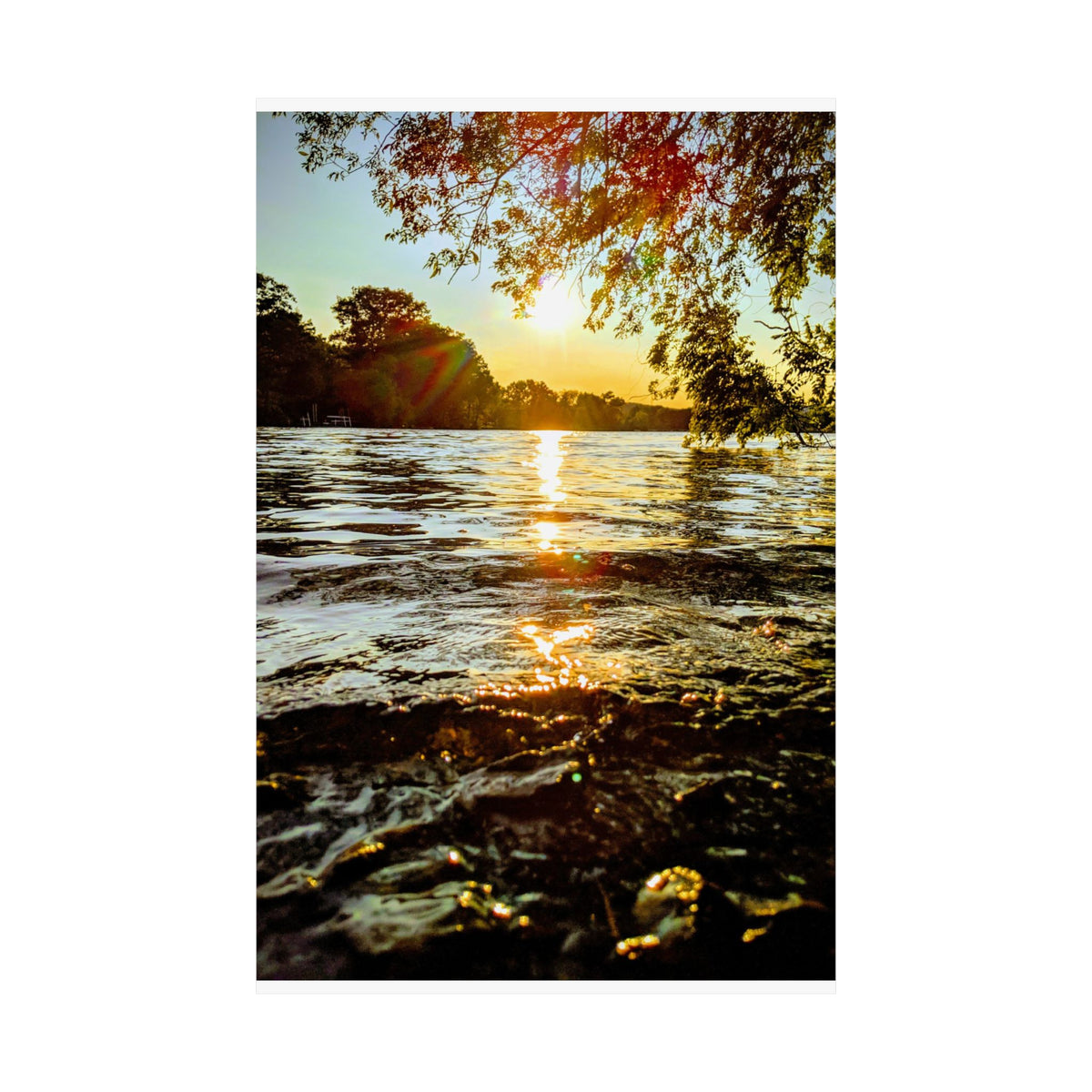 Golden Lake Sunset Matte Poster — Nature Photography Wall Art, Scenic Landscape Print, 46 Sizes