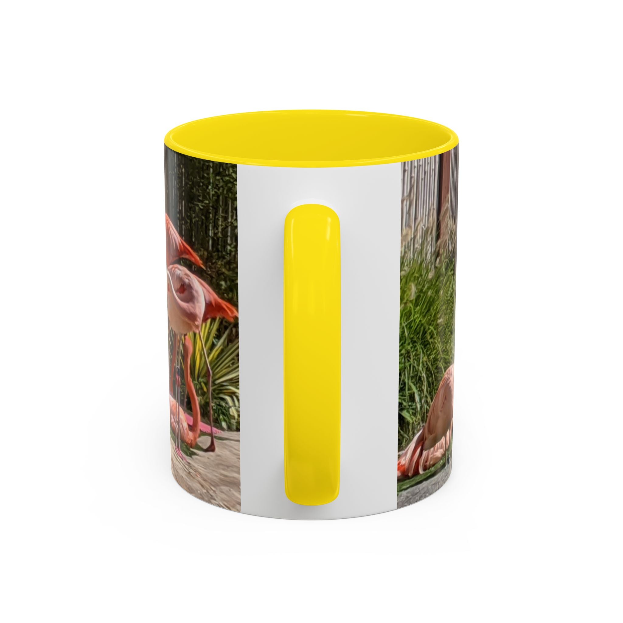 Flamingo Flock Accent Coffee Mug — Tropical Pink Bird Photo (11/15 oz)