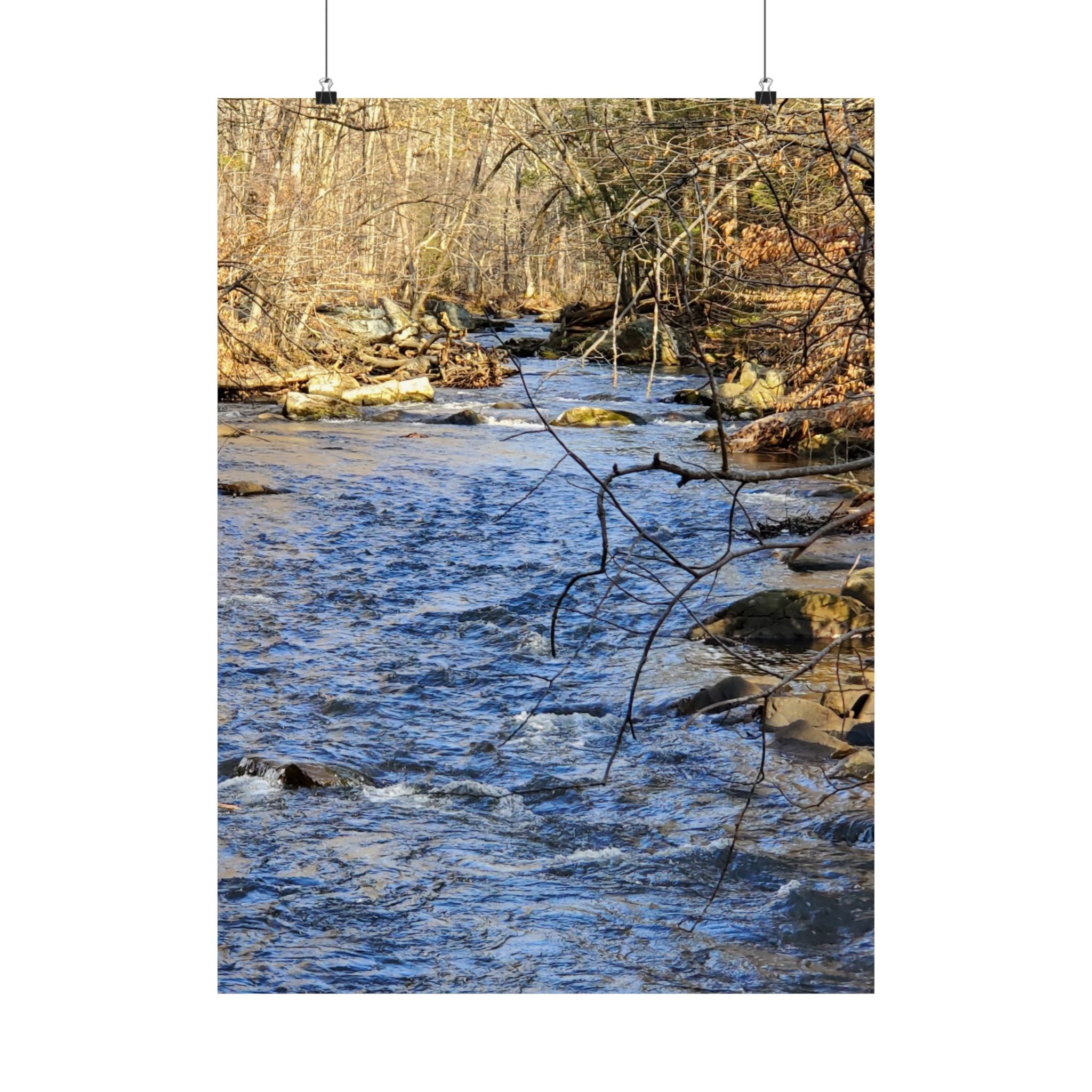 River Stream Nature Poster — Matte Vertical Wall Art for Home & Cabin Décor