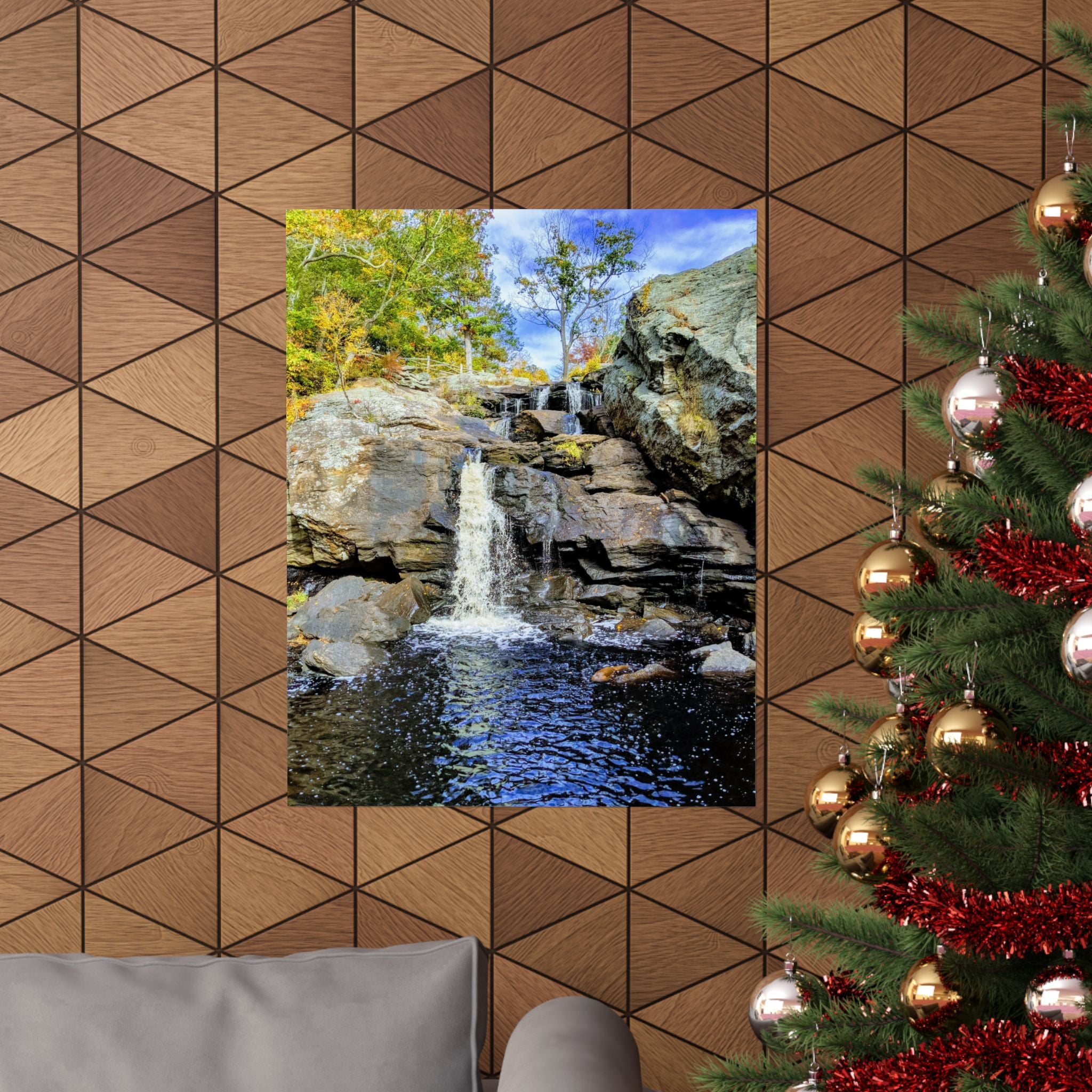 Waterfall Nature Poster — Vertical Matte Landscape Print