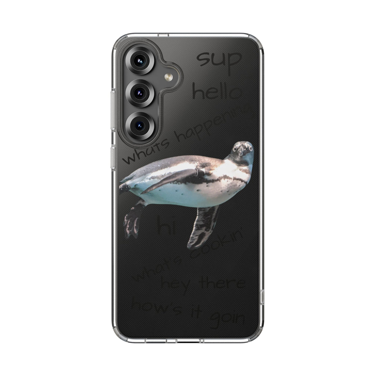 Clear Penguin iPhone Case — Cute Floating Penguin Wildlife Design, Impact-Resistant Clear Phone Cover, Bird Lover Gift