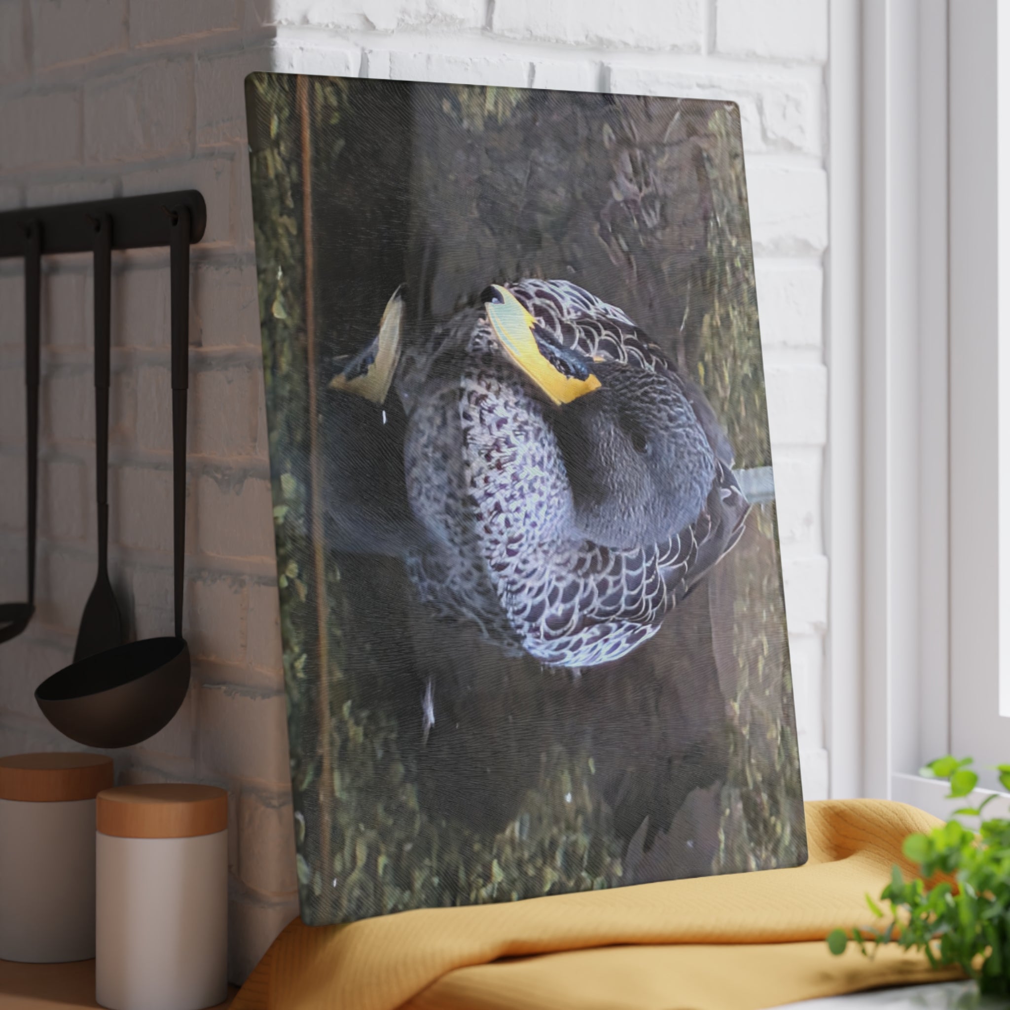Nature Photography Duck Glass Cutting Board — Floral Kitchen Decor & Gift