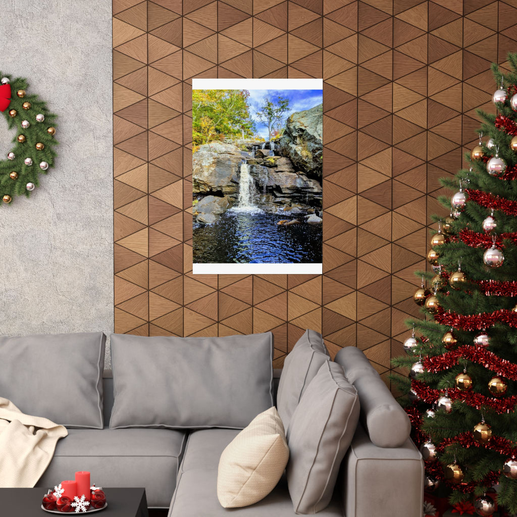 Waterfall Nature Poster — Vertical Matte Landscape Print