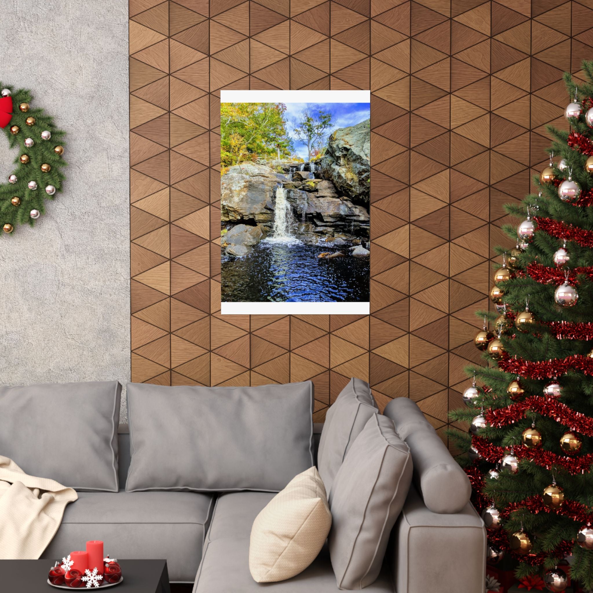 Waterfall Nature Poster — Vertical Matte Landscape Print