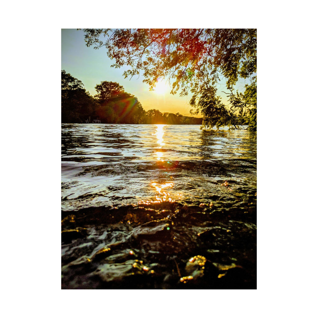 Matte Vertical Poster — Golden Lake Sunset Photography Print