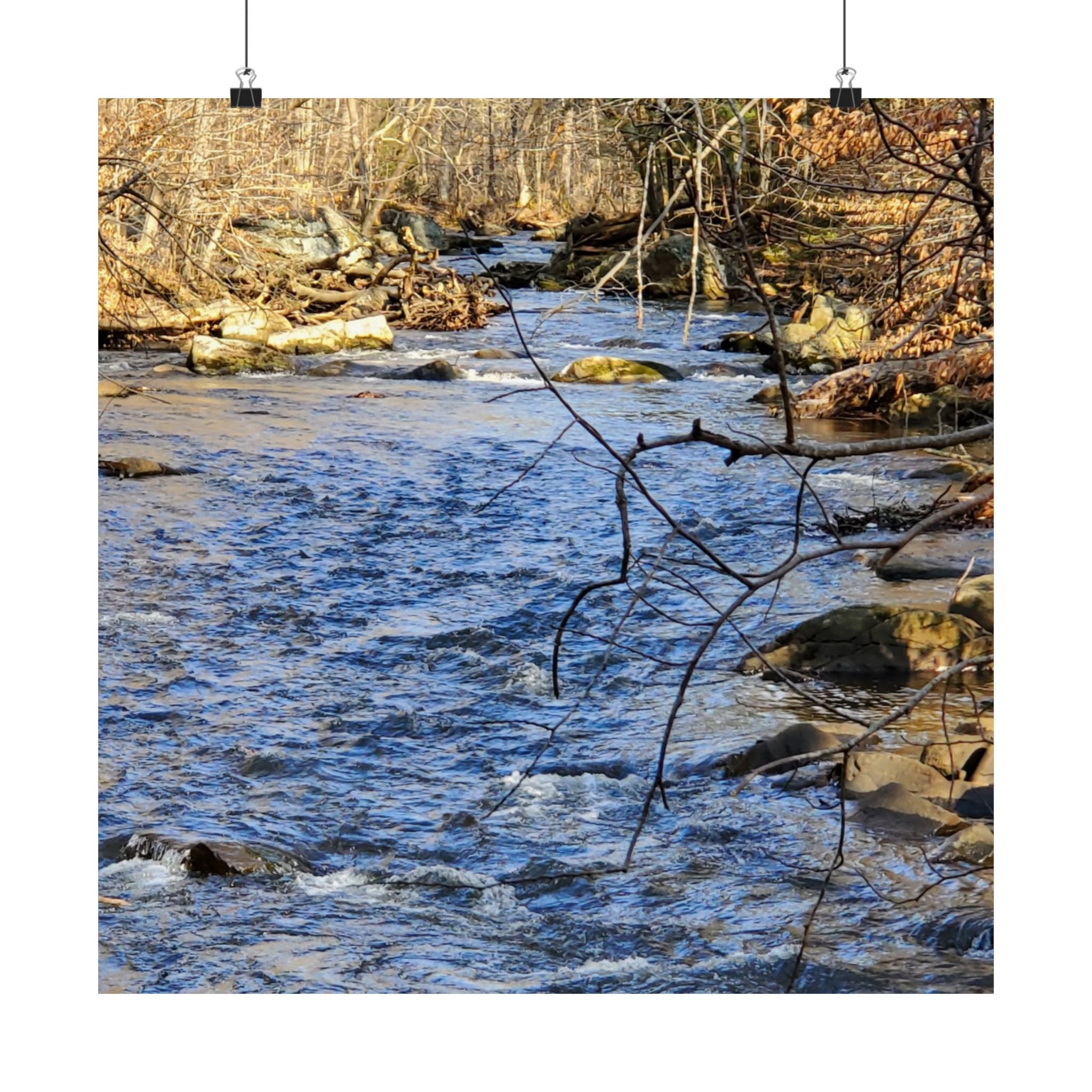 River Stream Nature Poster — Matte Vertical Wall Art for Home & Cabin Décor