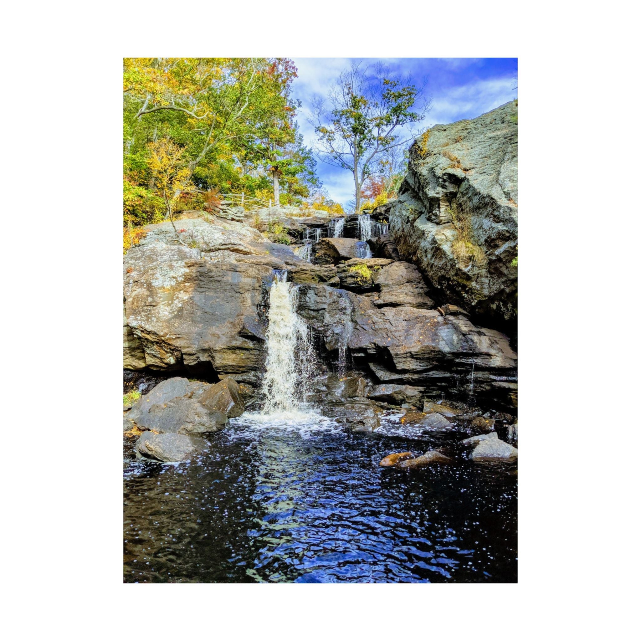 Waterfall Nature Poster — Vertical Matte Landscape Print