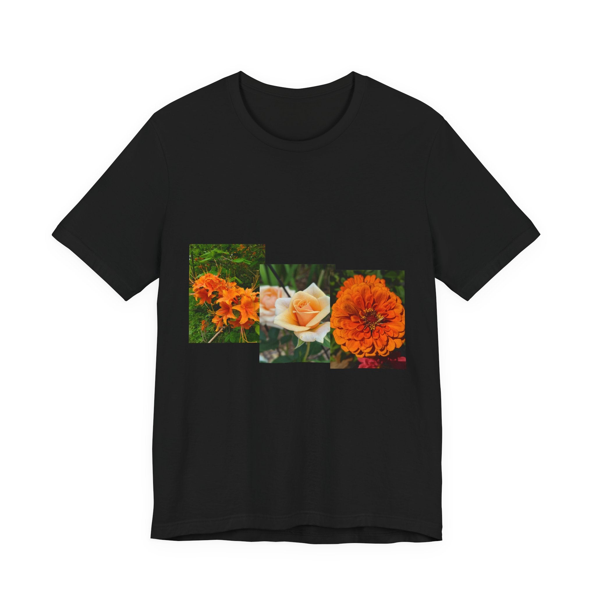 Floral Triptych Tee — Orange Rose & Marigold Graphic T-Shirt