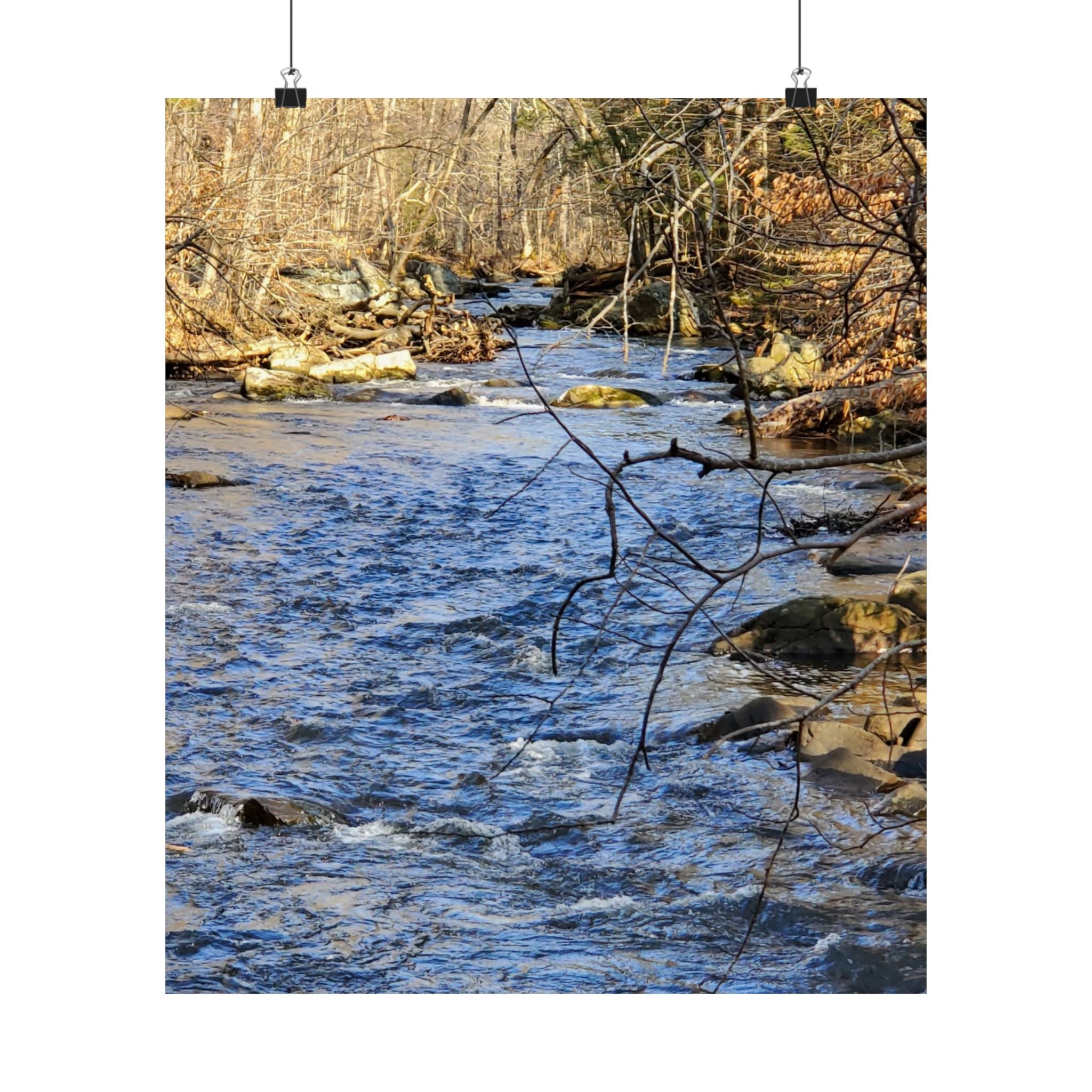 River Stream Nature Poster — Matte Vertical Wall Art for Home & Cabin Décor