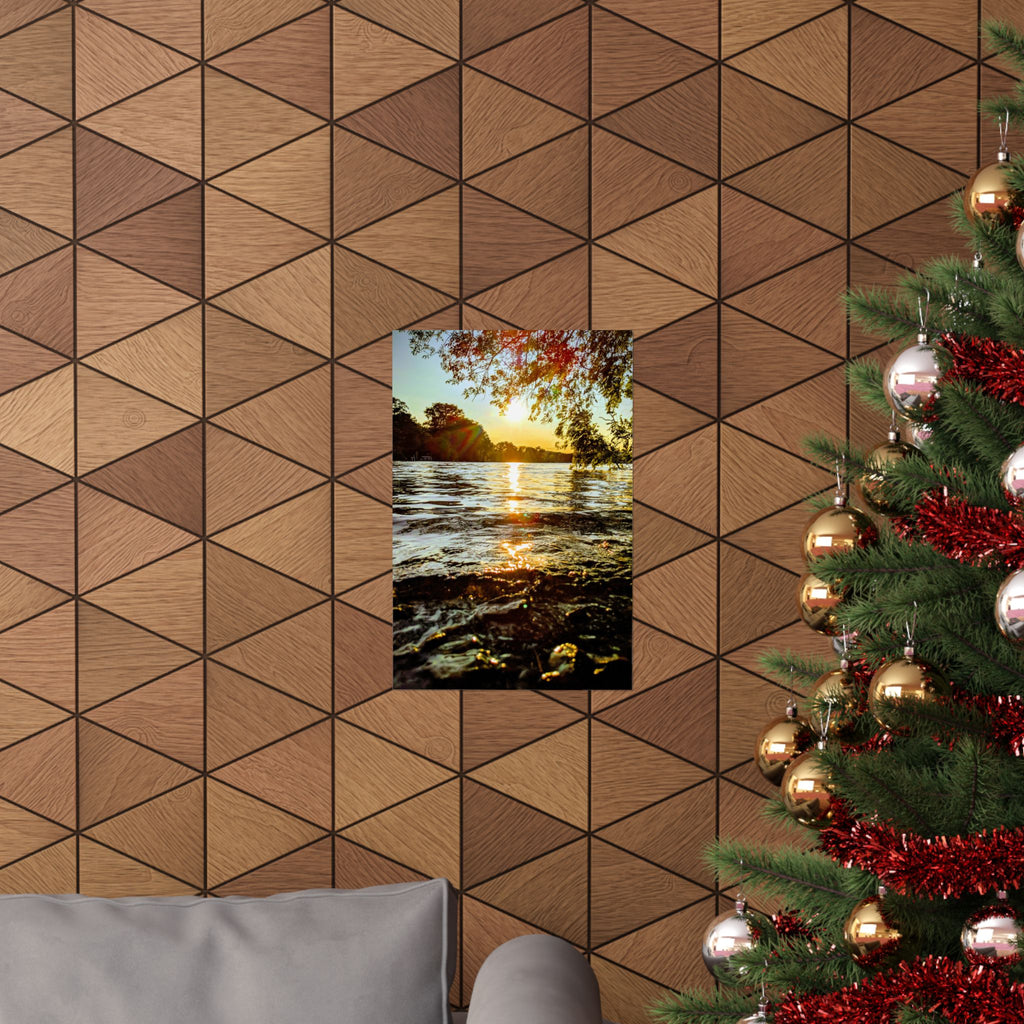 Golden Lake Sunset Matte Poster — Nature Photography Wall Art, Scenic Landscape Print, 46 Sizes