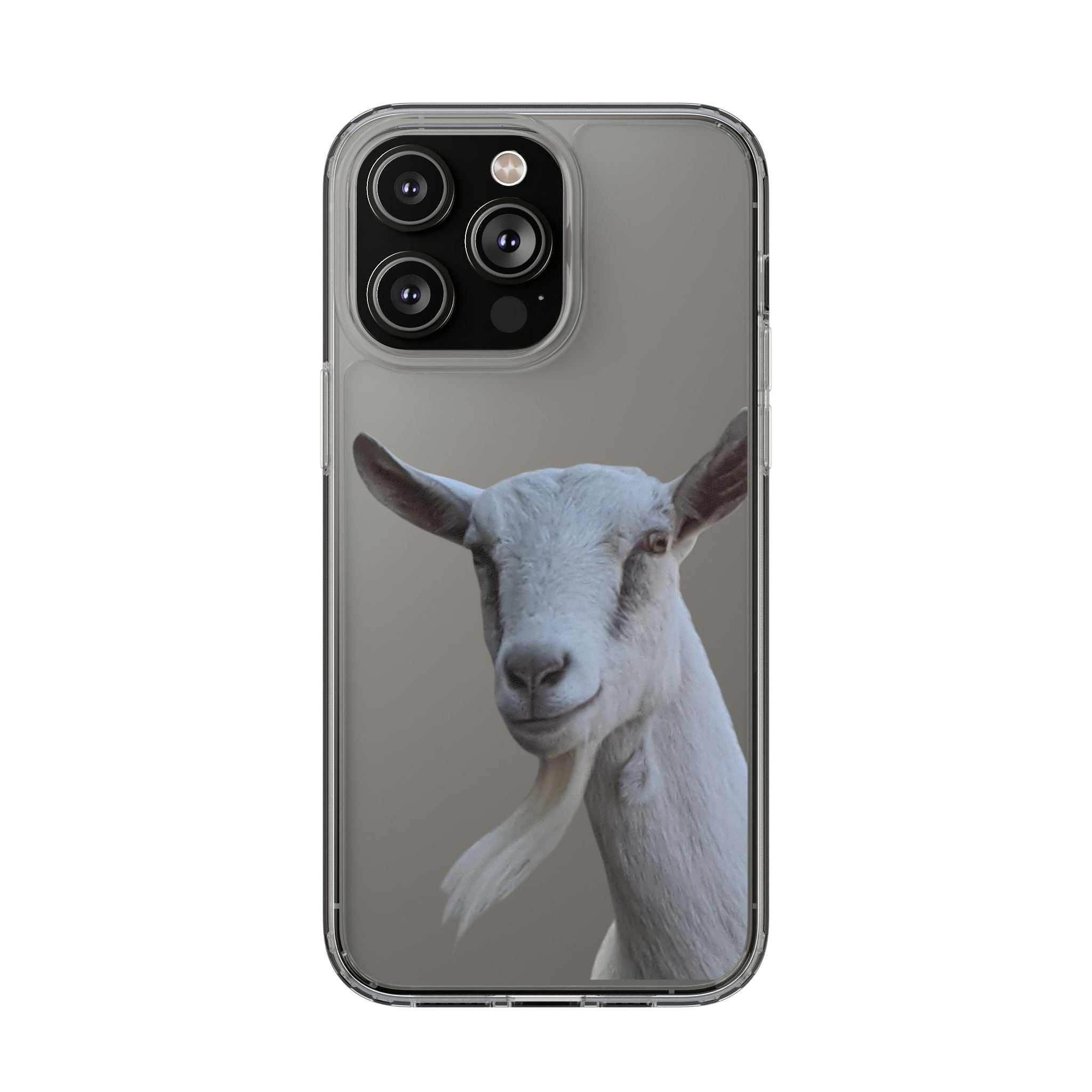 Goat Portrait Clear iPhone Case — Cute Farm Animal Wildlife Photo, Impact-Resistant Clear Phone Cover, Goat Lover Gift