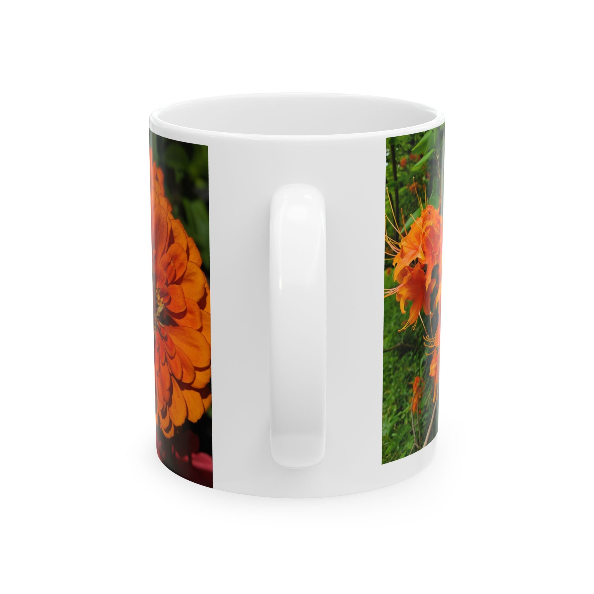 Peach & Orange Rose Ceramic Mug — Floral Garden Photo Coffee Cup (11oz, 15oz)