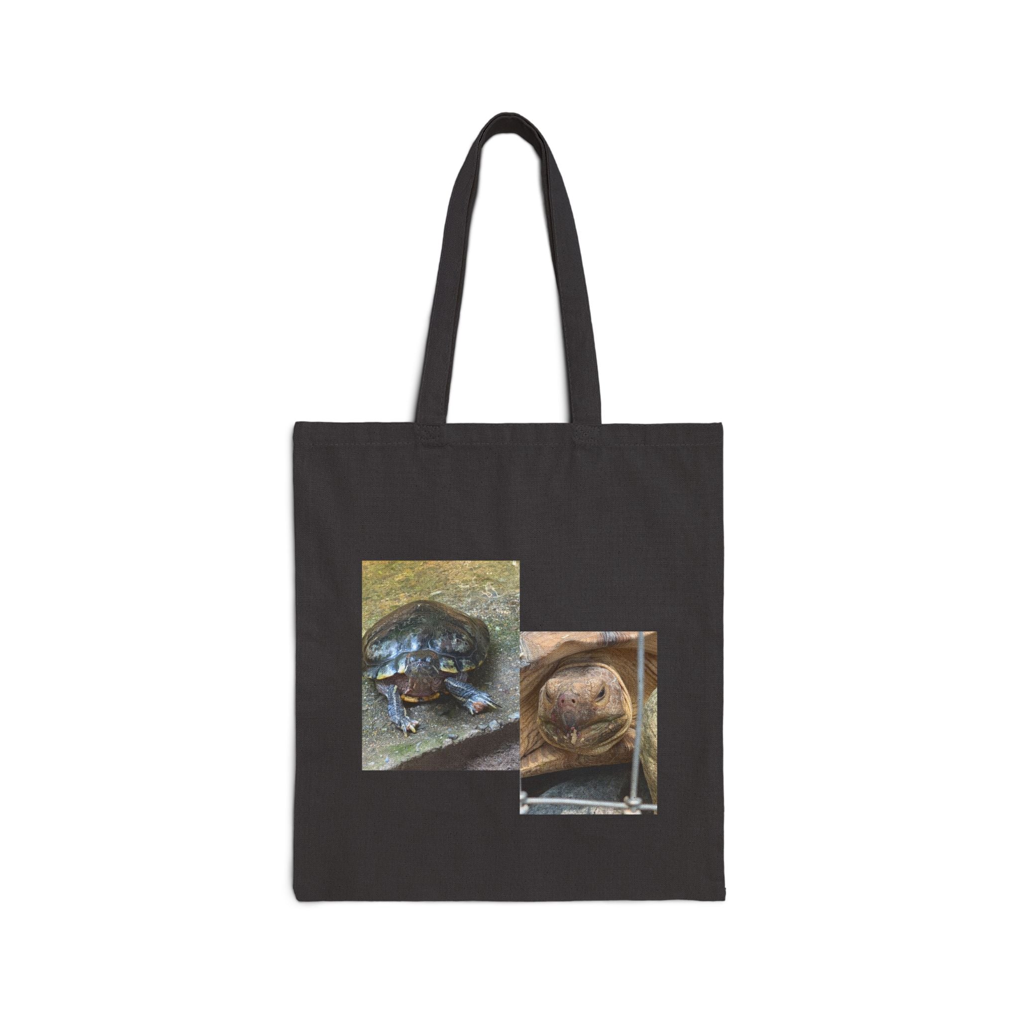 Canvas Tote Bag - Cute Turtle & Tortoise Photo Collage Reusable Grocery Bag