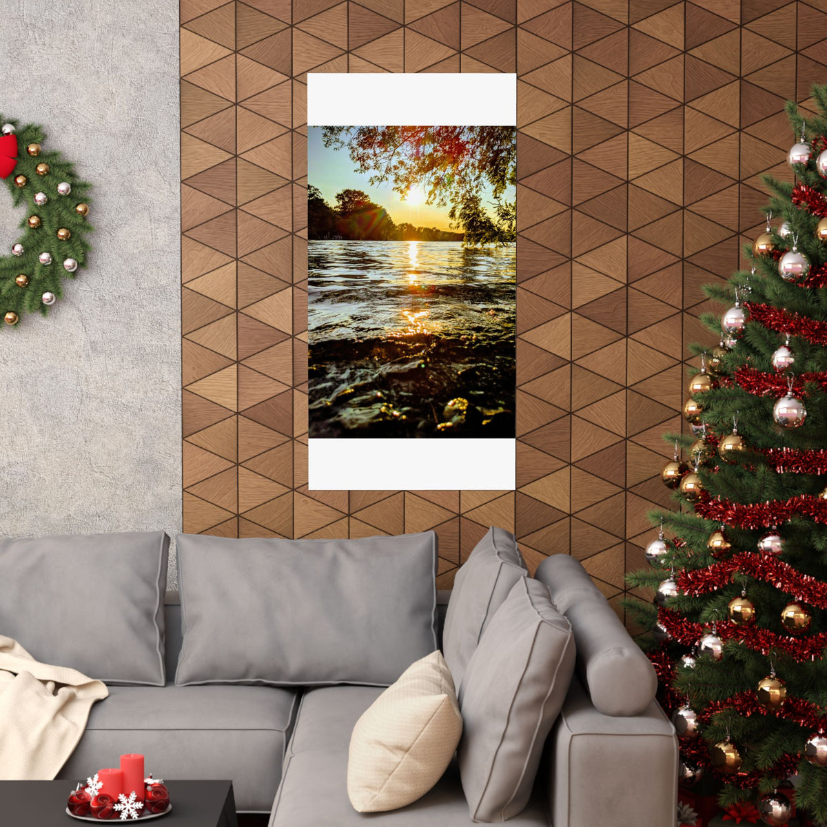 Golden Lake Sunset Matte Poster — Nature Photography Wall Art, Scenic Landscape Print, 46 Sizes