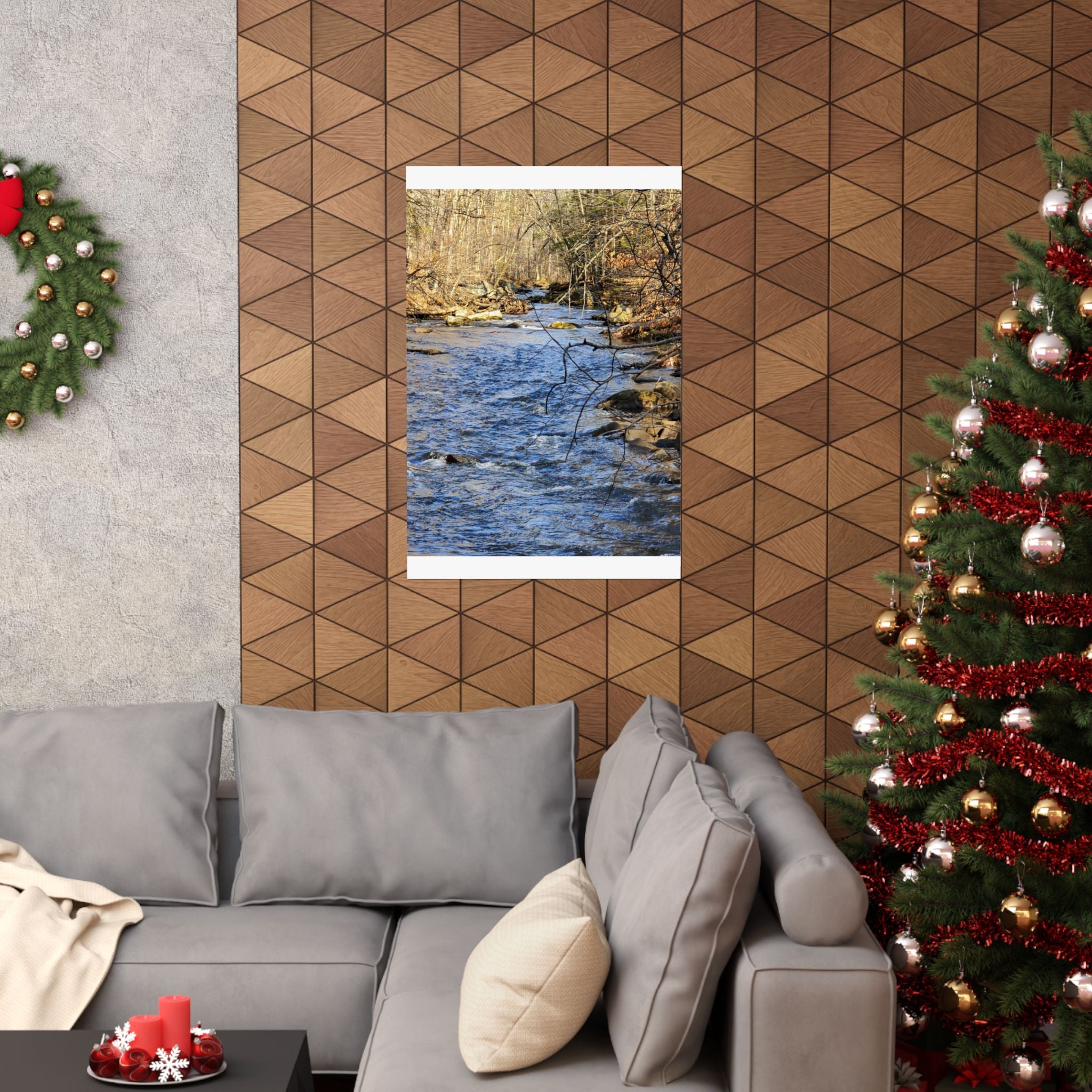 River Stream Nature Poster — Matte Vertical Wall Art for Home & Cabin Décor