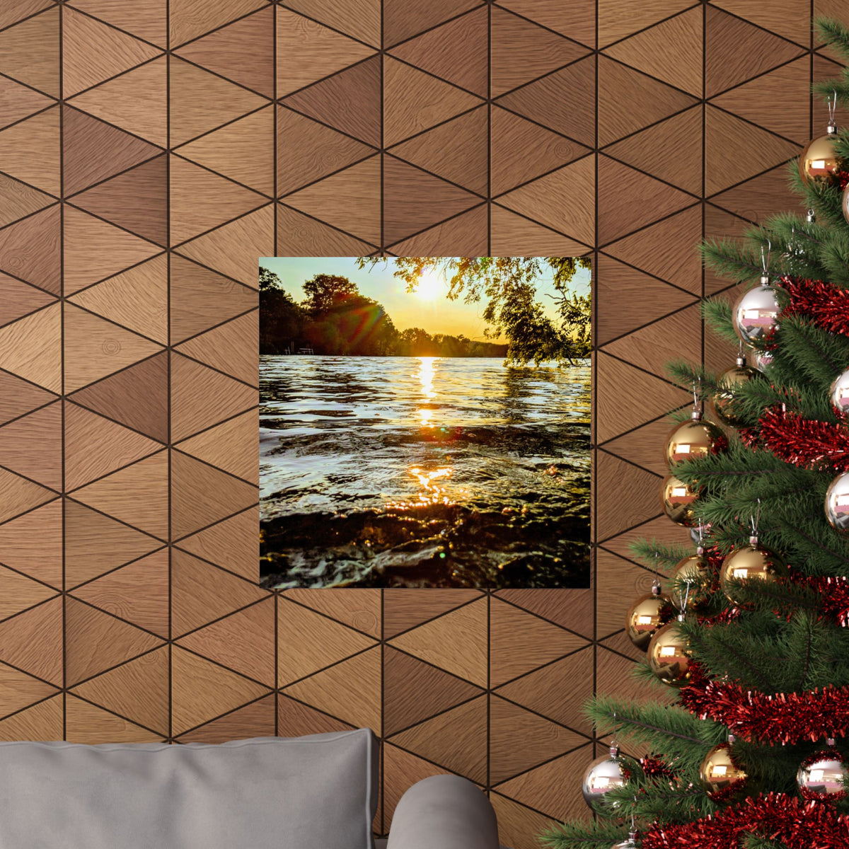 Golden Lake Sunset Matte Poster — Nature Photography Wall Art, Scenic Landscape Print, 46 Sizes