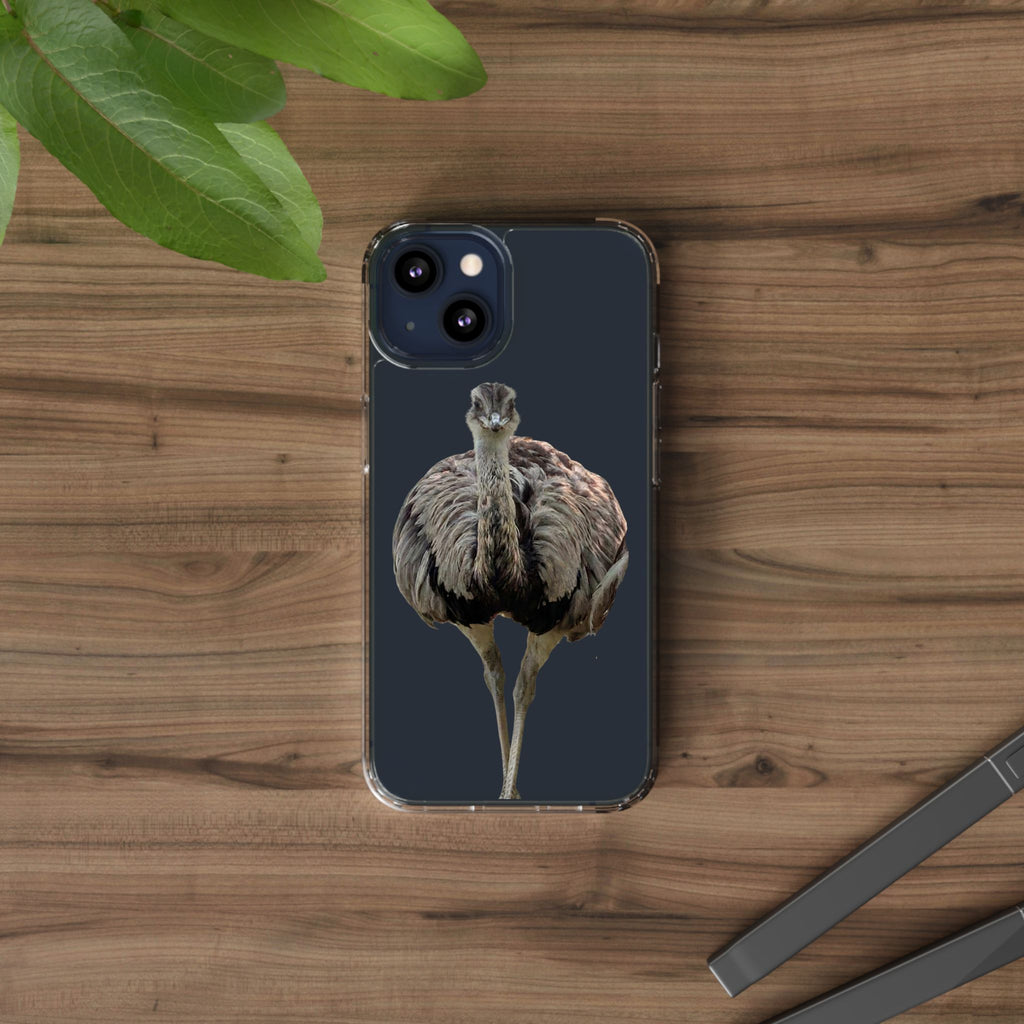 Clear Emu Bird iPhone Case — Cute Wildlife Nature Photo Design, Impact-Resistant Clear Phone Cover, Bird Lover Gift