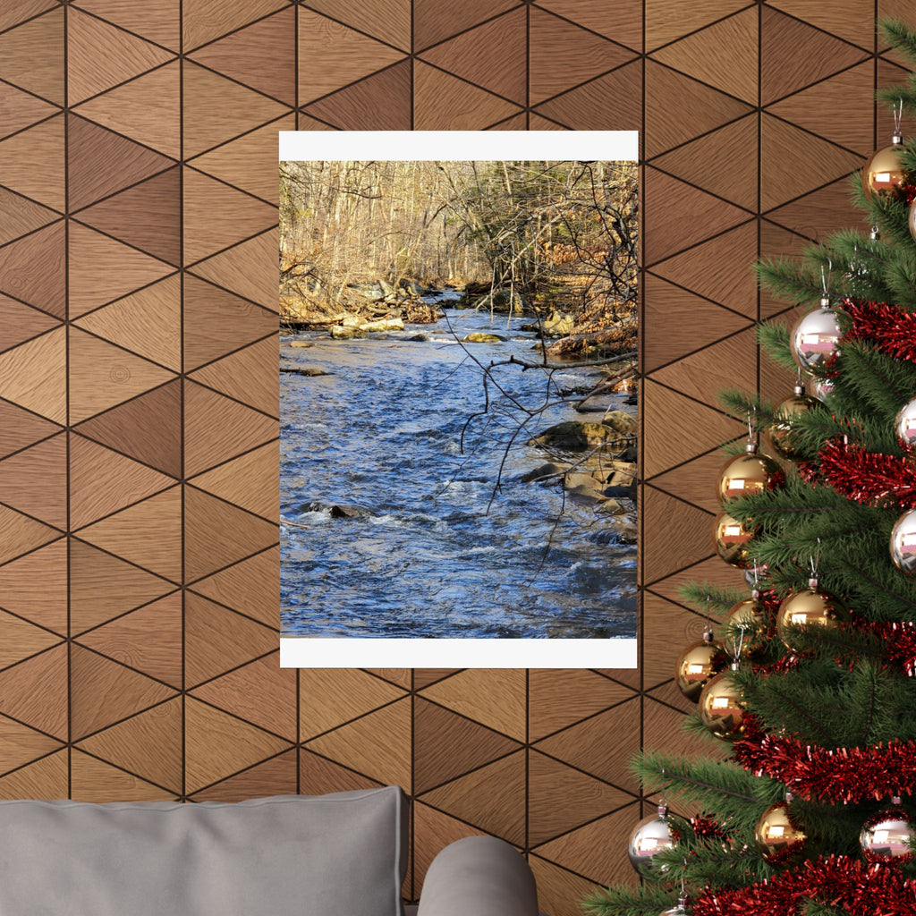 River Stream Nature Poster — Matte Vertical Wall Art for Home & Cabin Décor