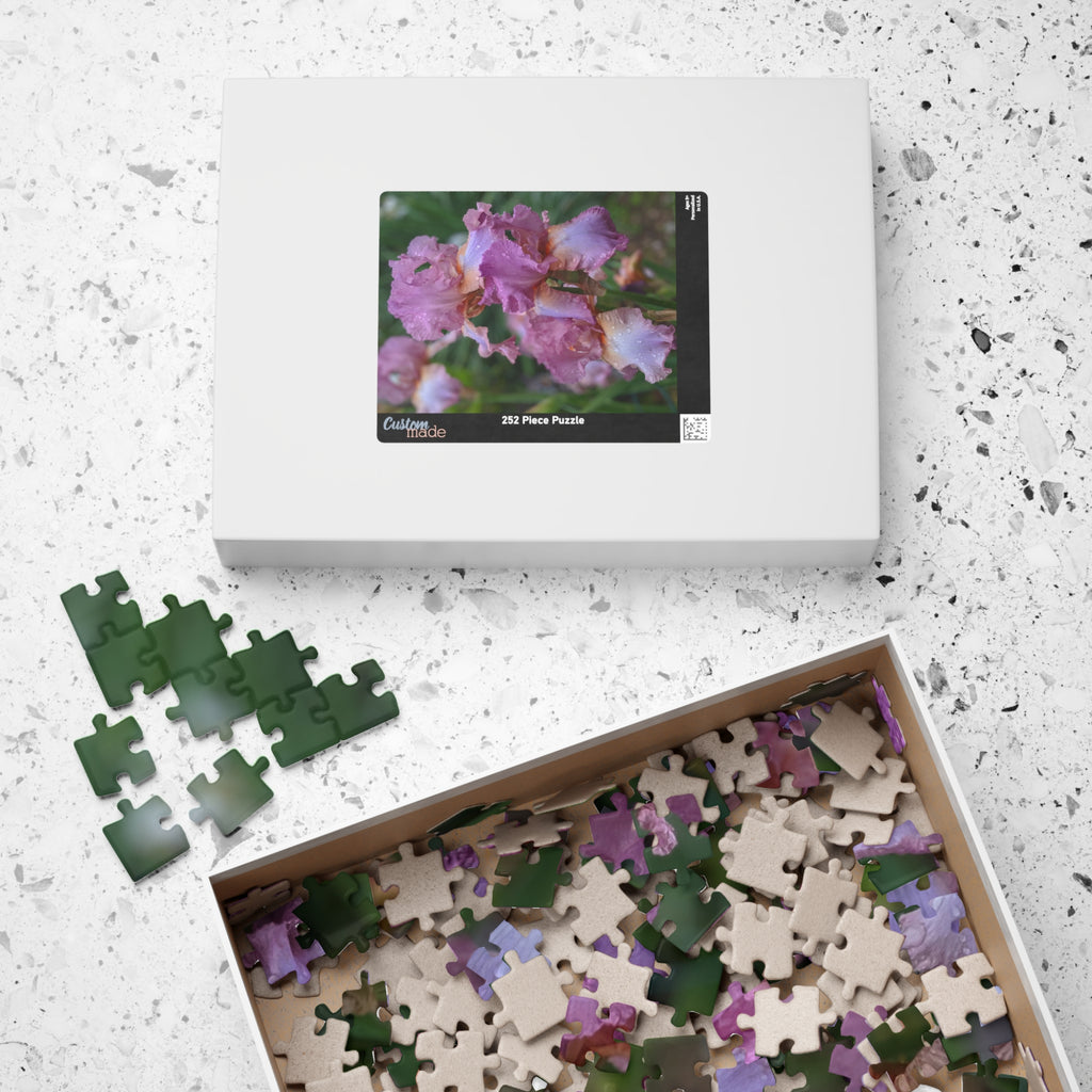 Mauve Iris Nature Photo Jigsaw Puzzle — Floral Photography Gift Set, 110, 252, 520 & 1014 Pieces