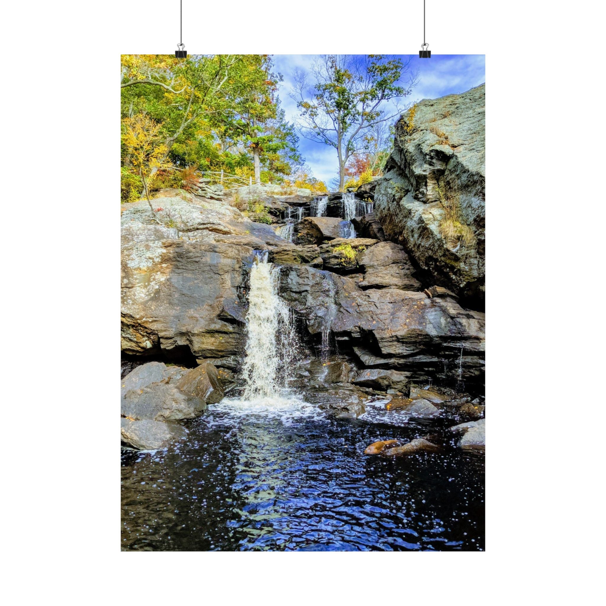 Waterfall Nature Poster — Vertical Matte Landscape Print