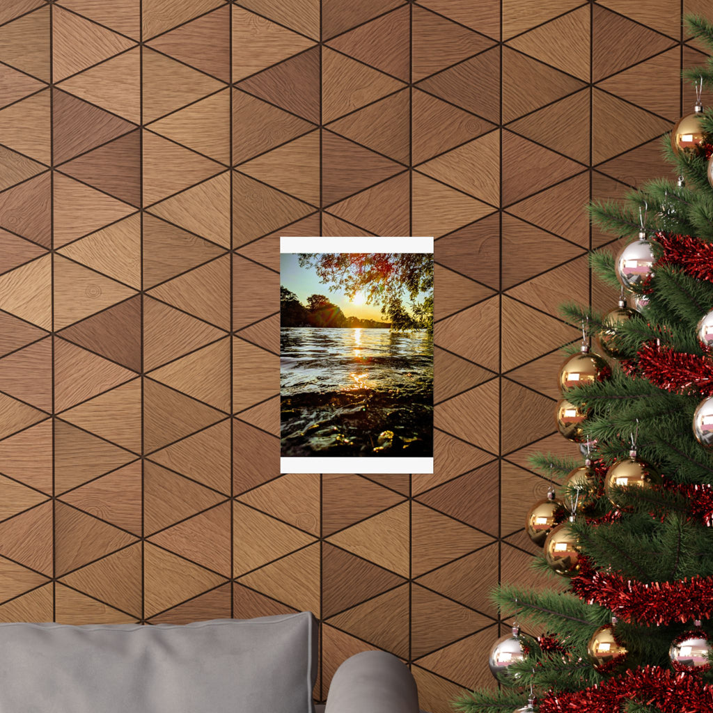 Matte Vertical Poster — Golden Lake Sunset Photography Print