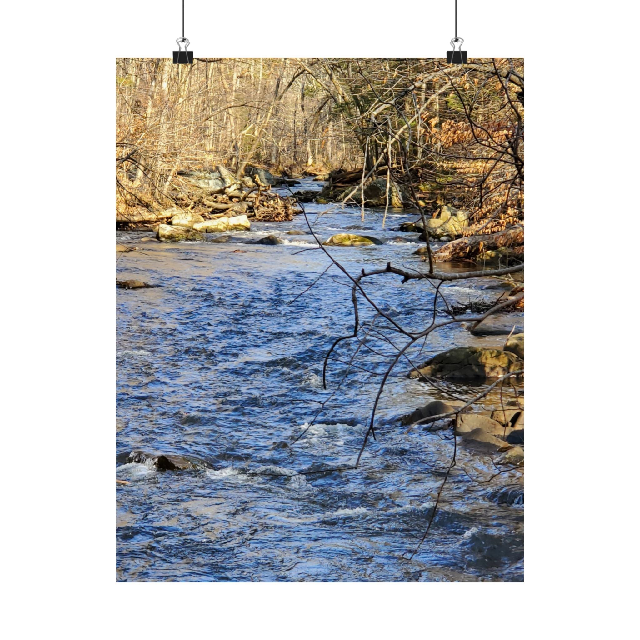 River Stream Nature Poster — Matte Vertical Wall Art for Home & Cabin Décor