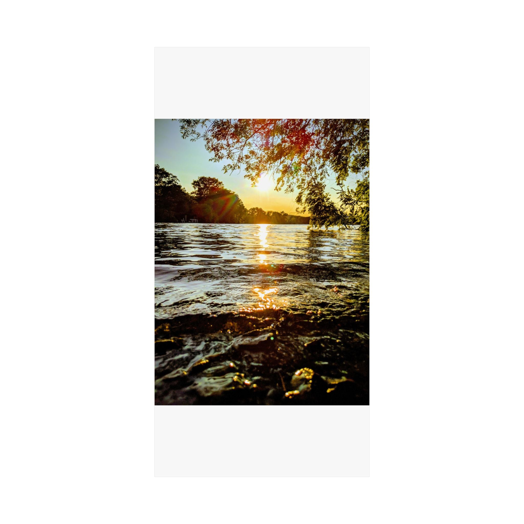 Matte Vertical Poster — Golden Lake Sunset Photography Print