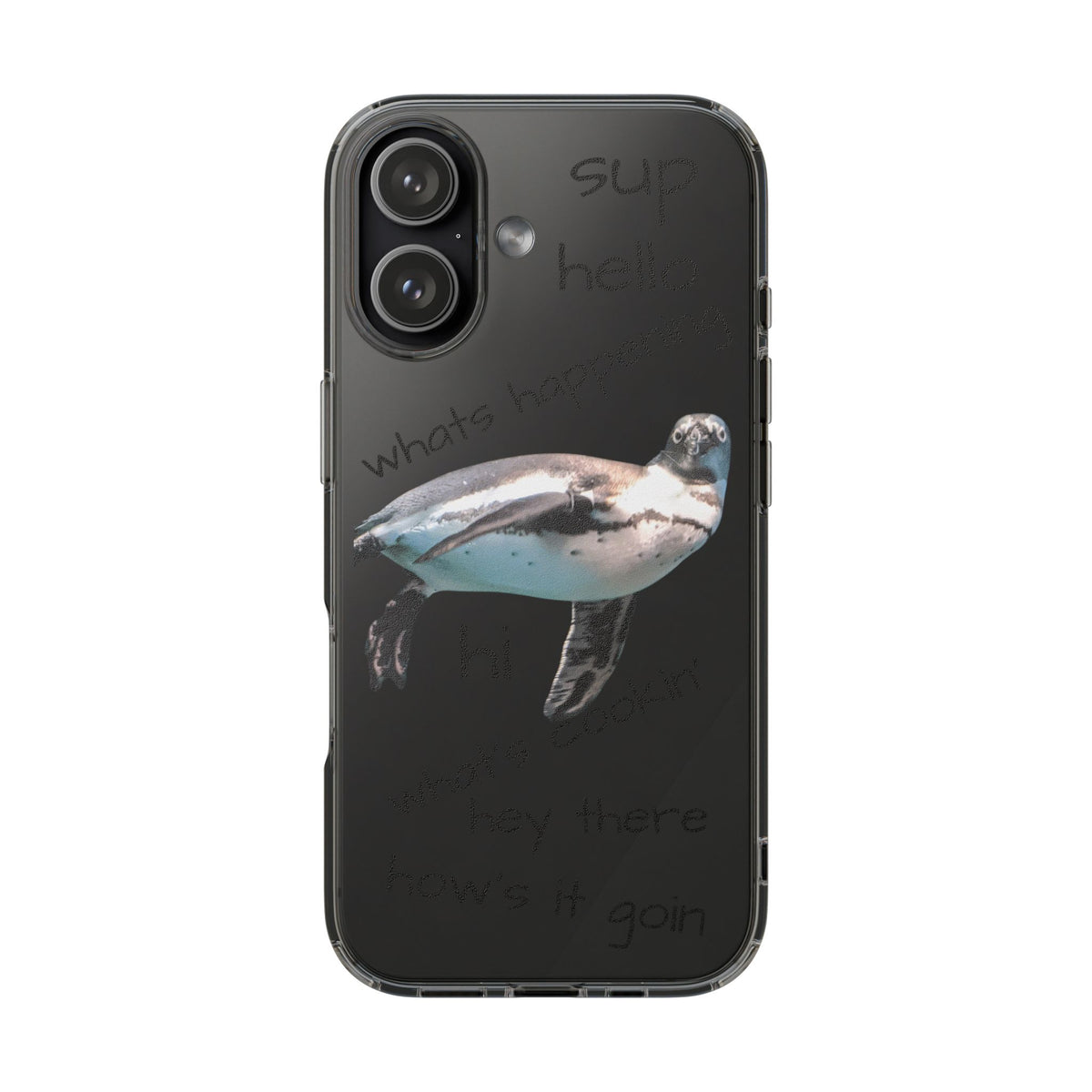 Clear Penguin iPhone Case — Cute Floating Penguin Wildlife Design, Impact-Resistant Clear Phone Cover, Bird Lover Gift