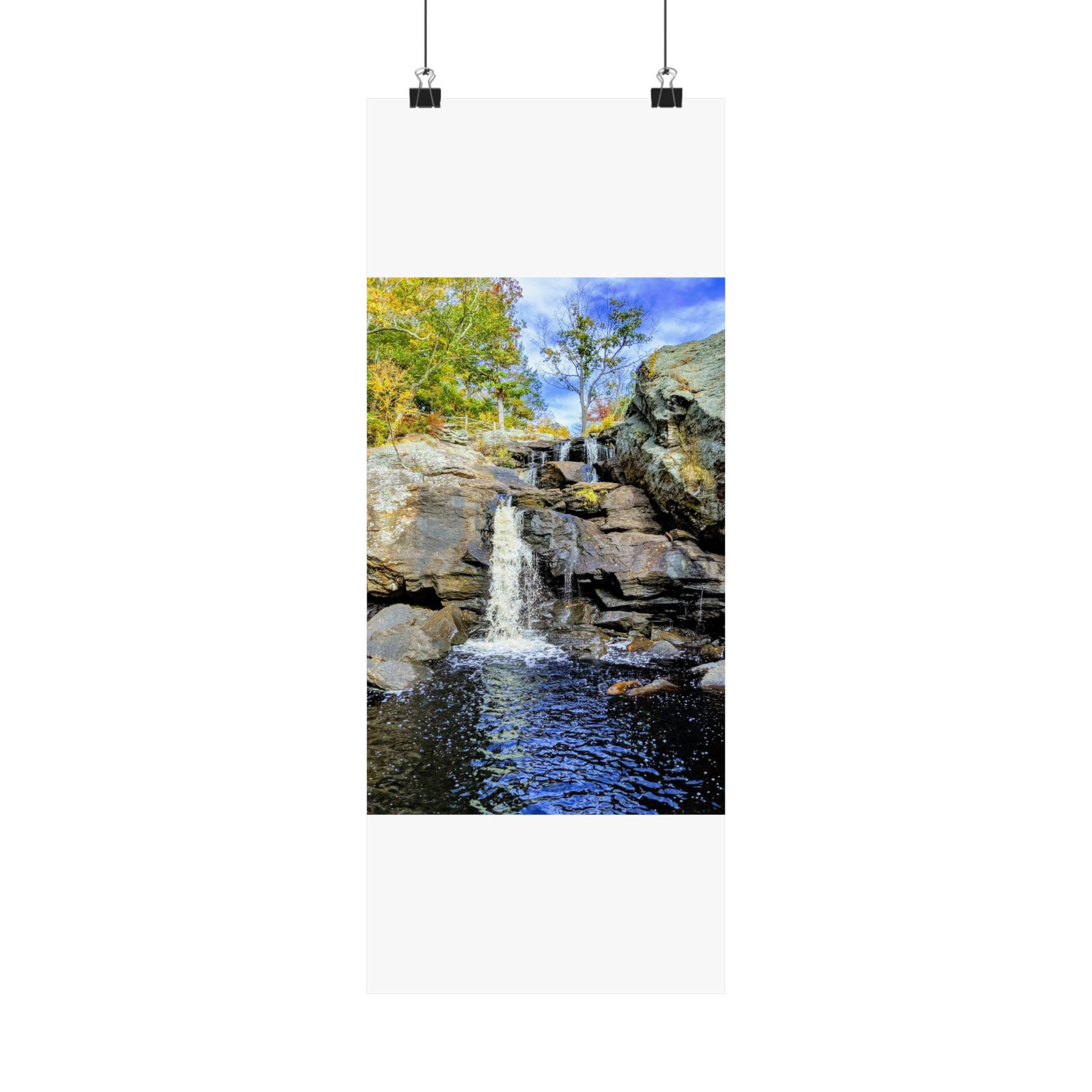 Waterfall Nature Poster — Vertical Matte Landscape Print