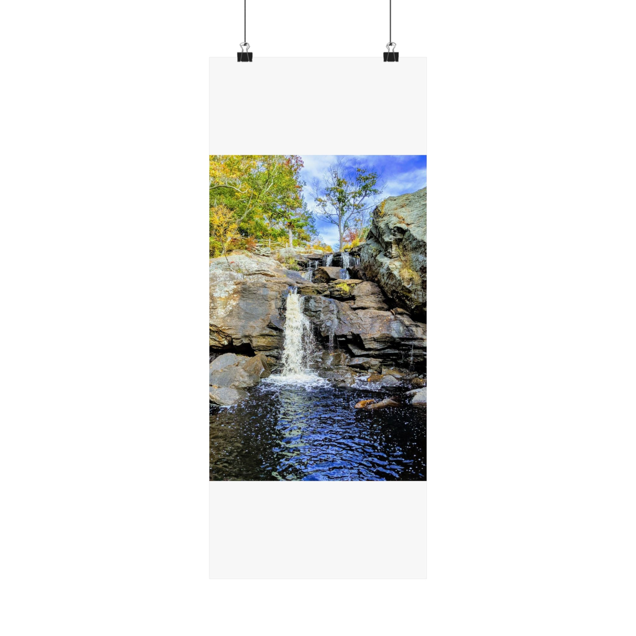 Waterfall Nature Poster — Vertical Matte Landscape Print