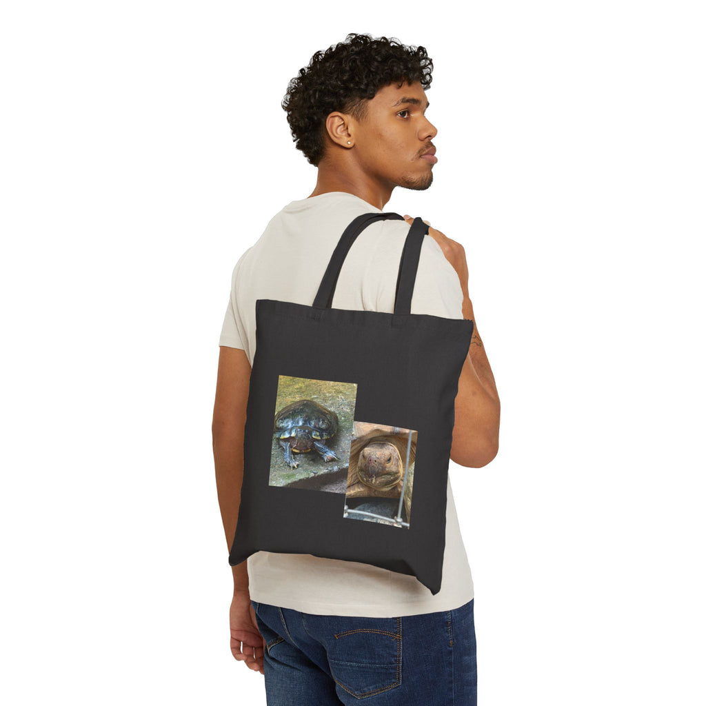 Canvas Tote Bag - Cute Turtle & Tortoise Photo Collage Reusable Grocery Bag