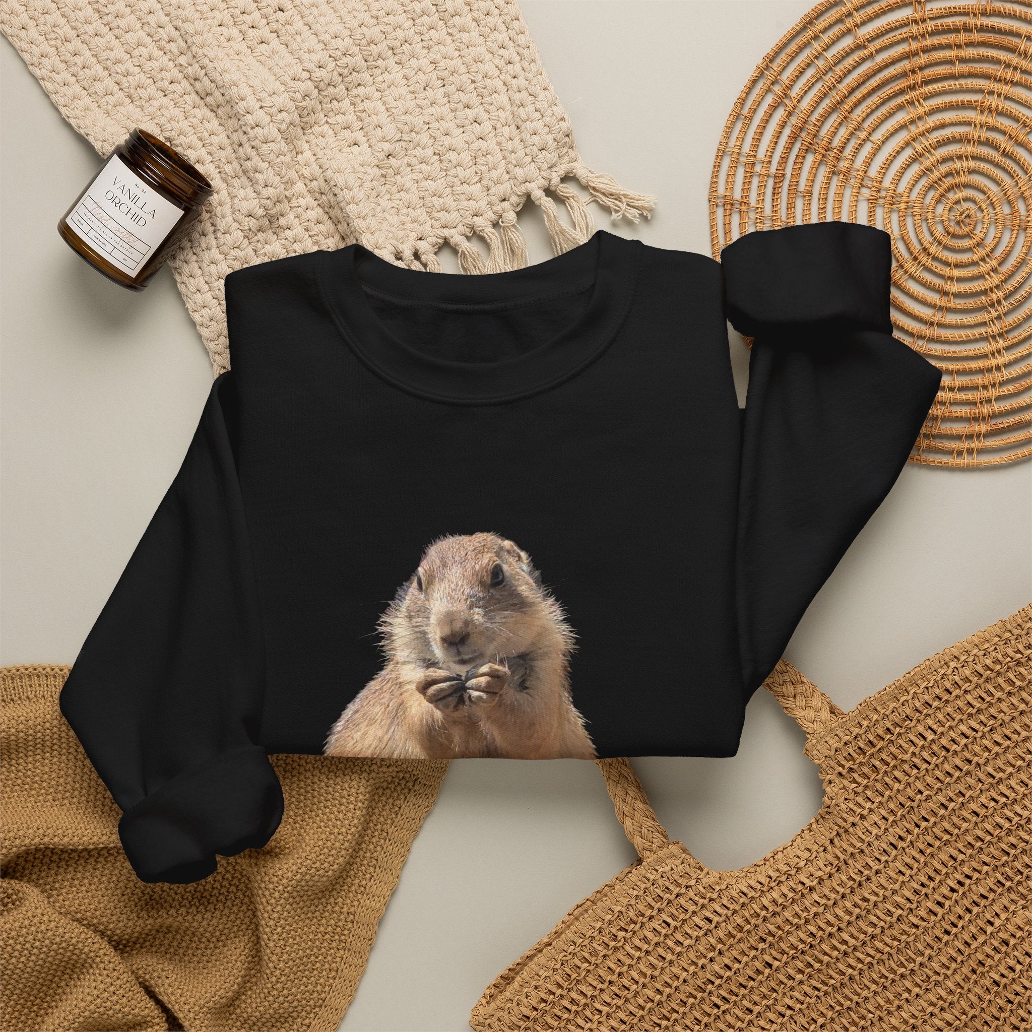 Prairie Dog Crewneck Sweatshirt — Cute Sitting Prairie Dog Graphic