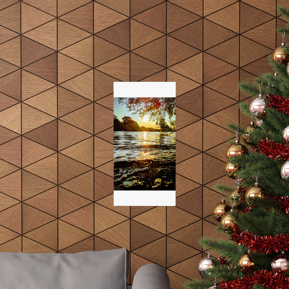 Golden Lake Sunset Matte Poster — Nature Photography Wall Art, Scenic Landscape Print, 46 Sizes