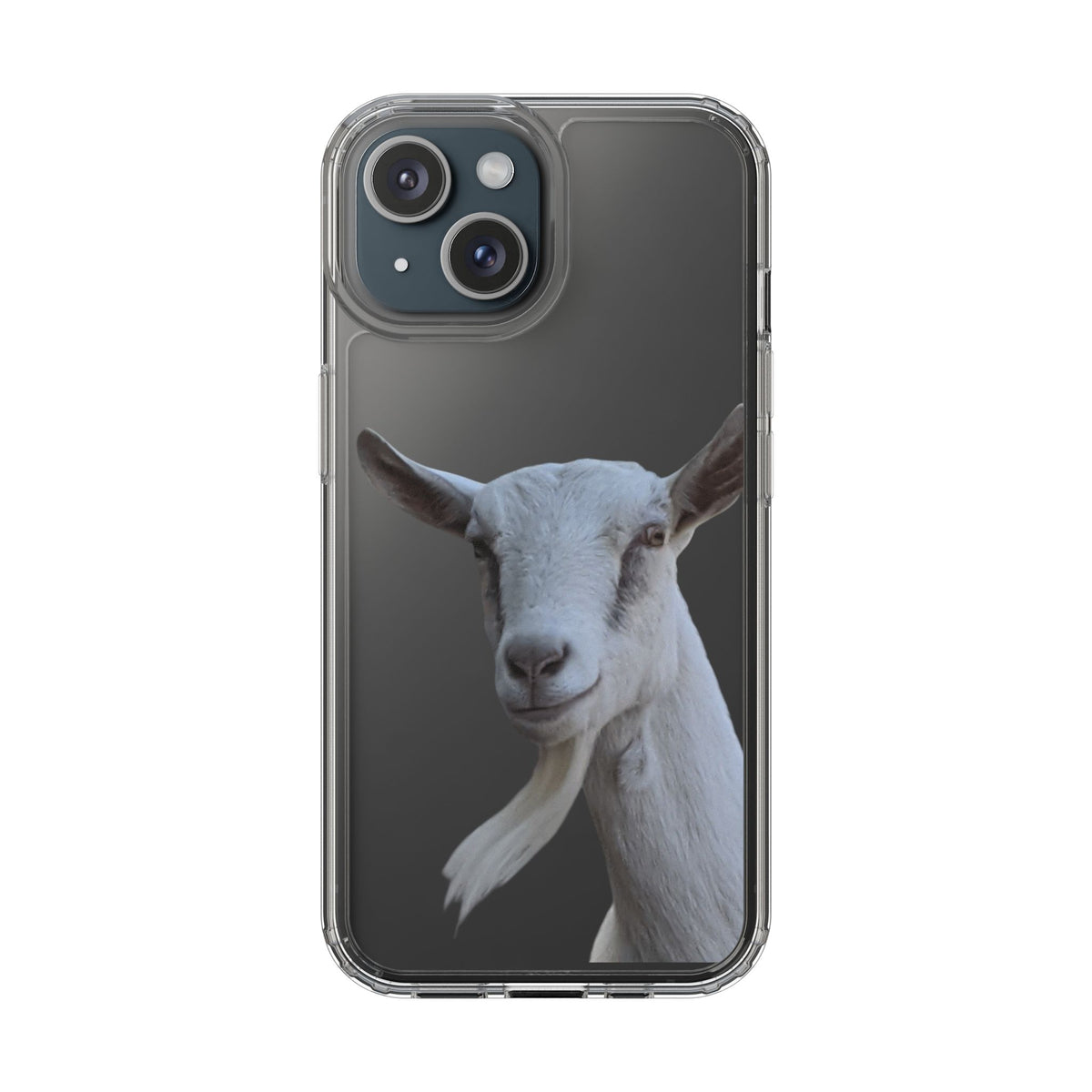 Goat Portrait Clear iPhone Case — Cute Farm Animal Wildlife Photo, Impact-Resistant Clear Phone Cover, Goat Lover Gift