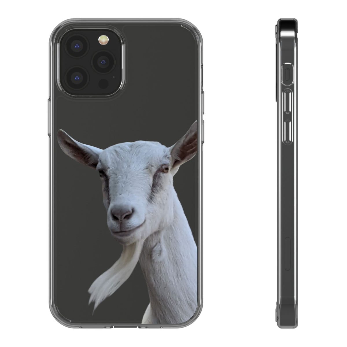 Goat Portrait Clear iPhone Case — Cute Farm Animal Wildlife Photo, Impact-Resistant Clear Phone Cover, Goat Lover Gift