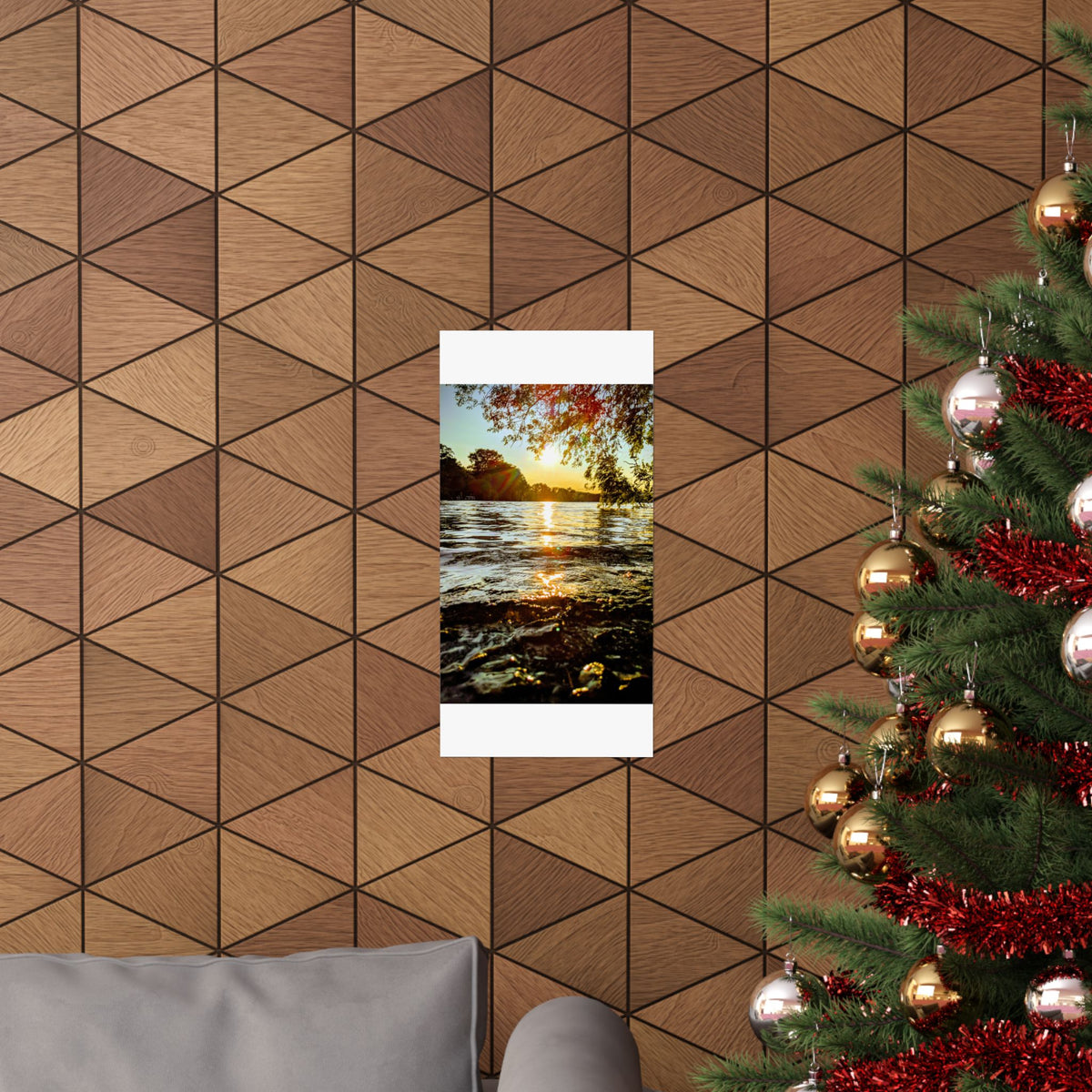 Golden Lake Sunset Matte Poster — Nature Photography Wall Art, Scenic Landscape Print, 46 Sizes