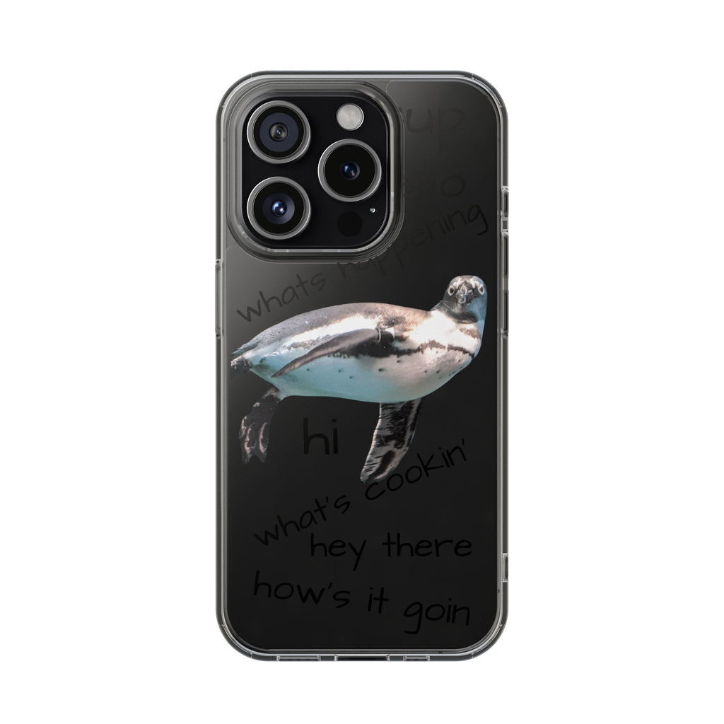 Clear Penguin iPhone Case — Cute Floating Penguin Wildlife Design, Impact-Resistant Clear Phone Cover, Bird Lover Gift