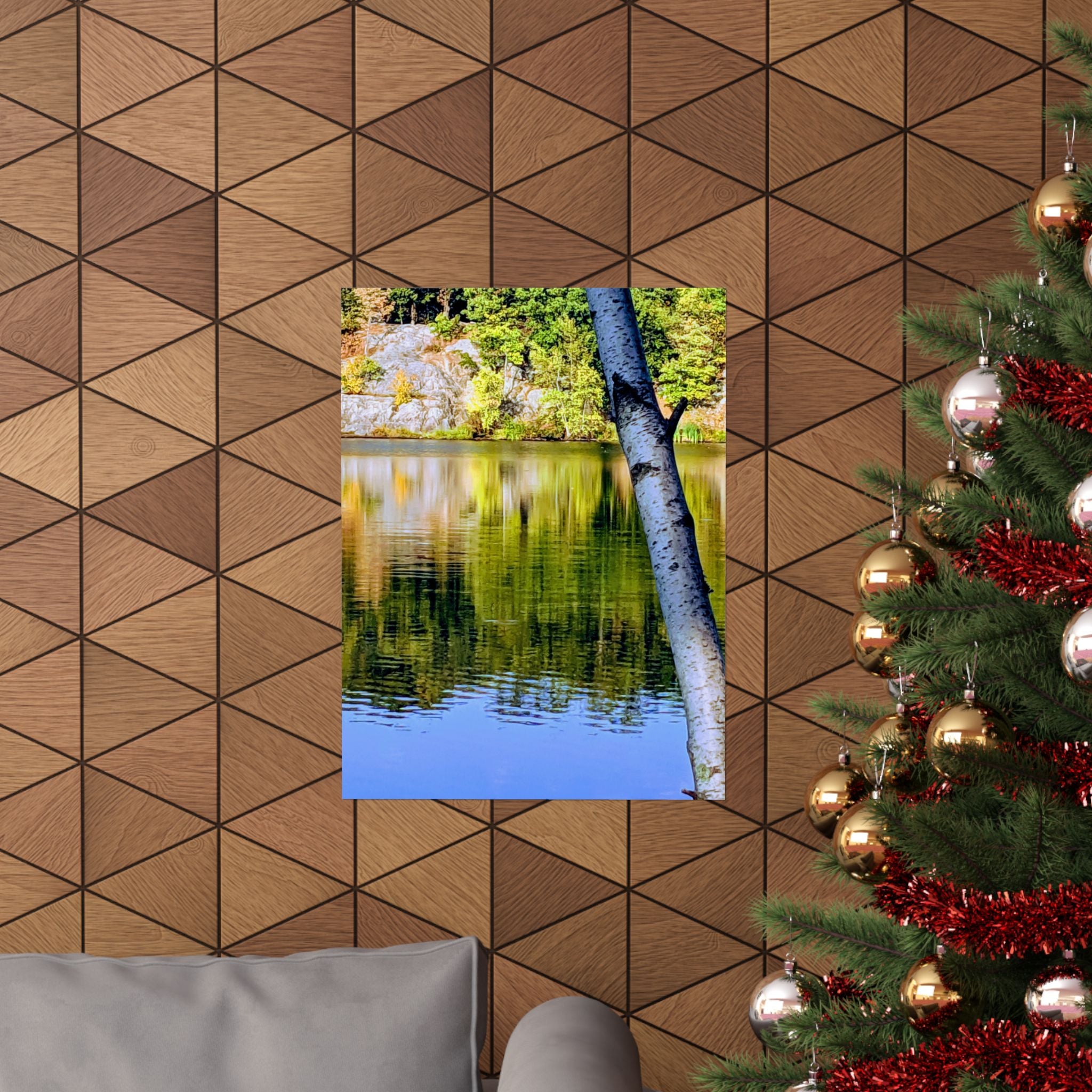 Birch Lake Reflection Matte Poster — Vertical Nature Wall Art