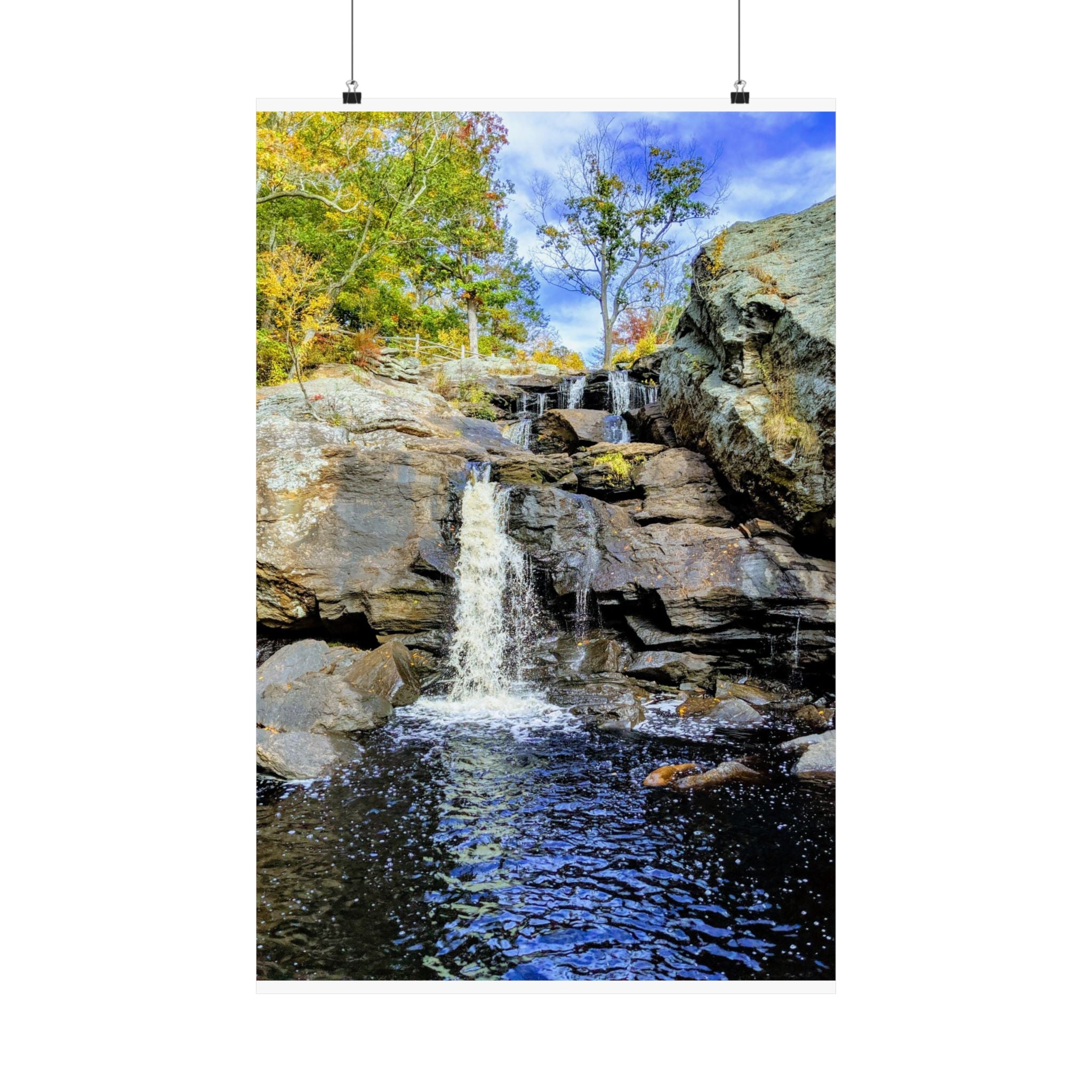 Waterfall Nature Poster — Vertical Matte Landscape Print