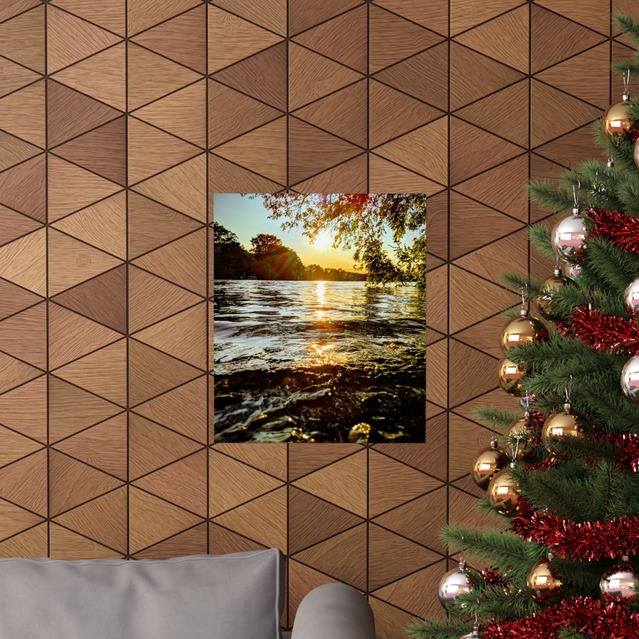 Matte Vertical Poster — Golden Lake Sunset Photography Print