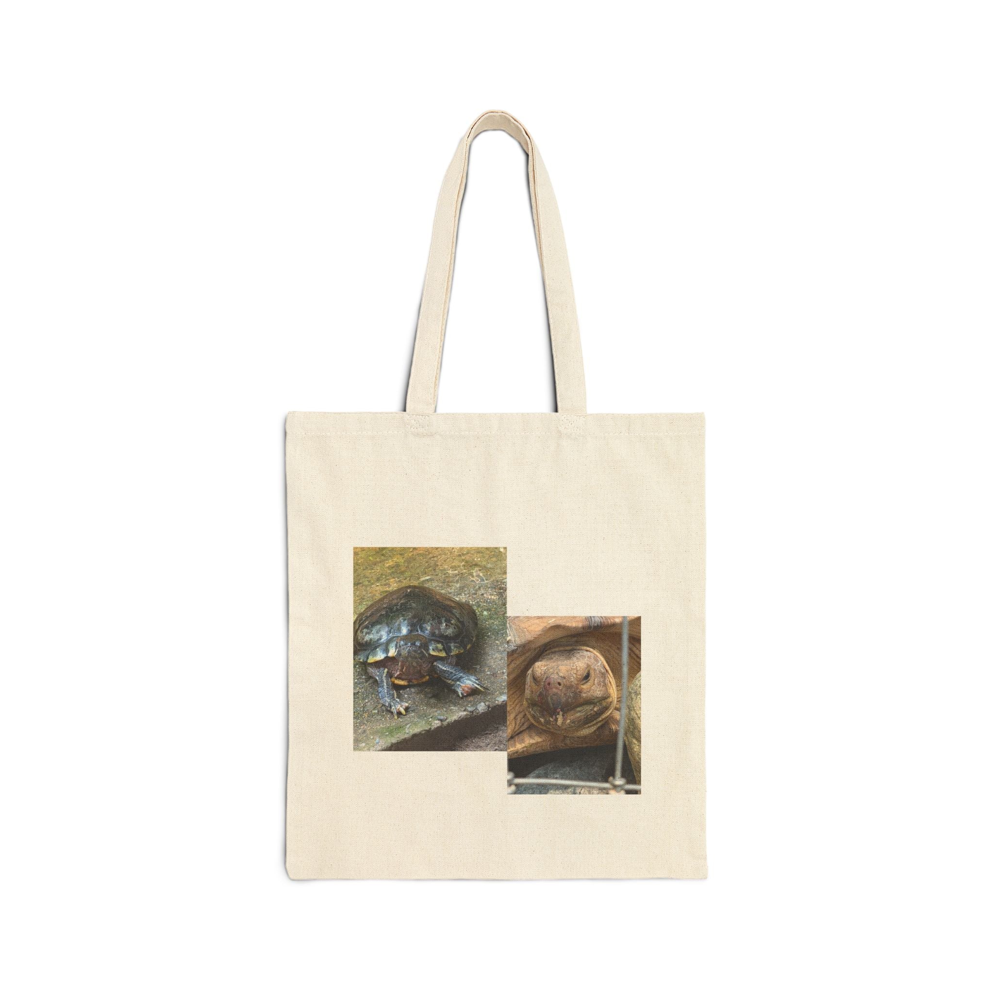 Canvas Tote Bag - Cute Turtle & Tortoise Photo Collage Reusable Grocery Bag