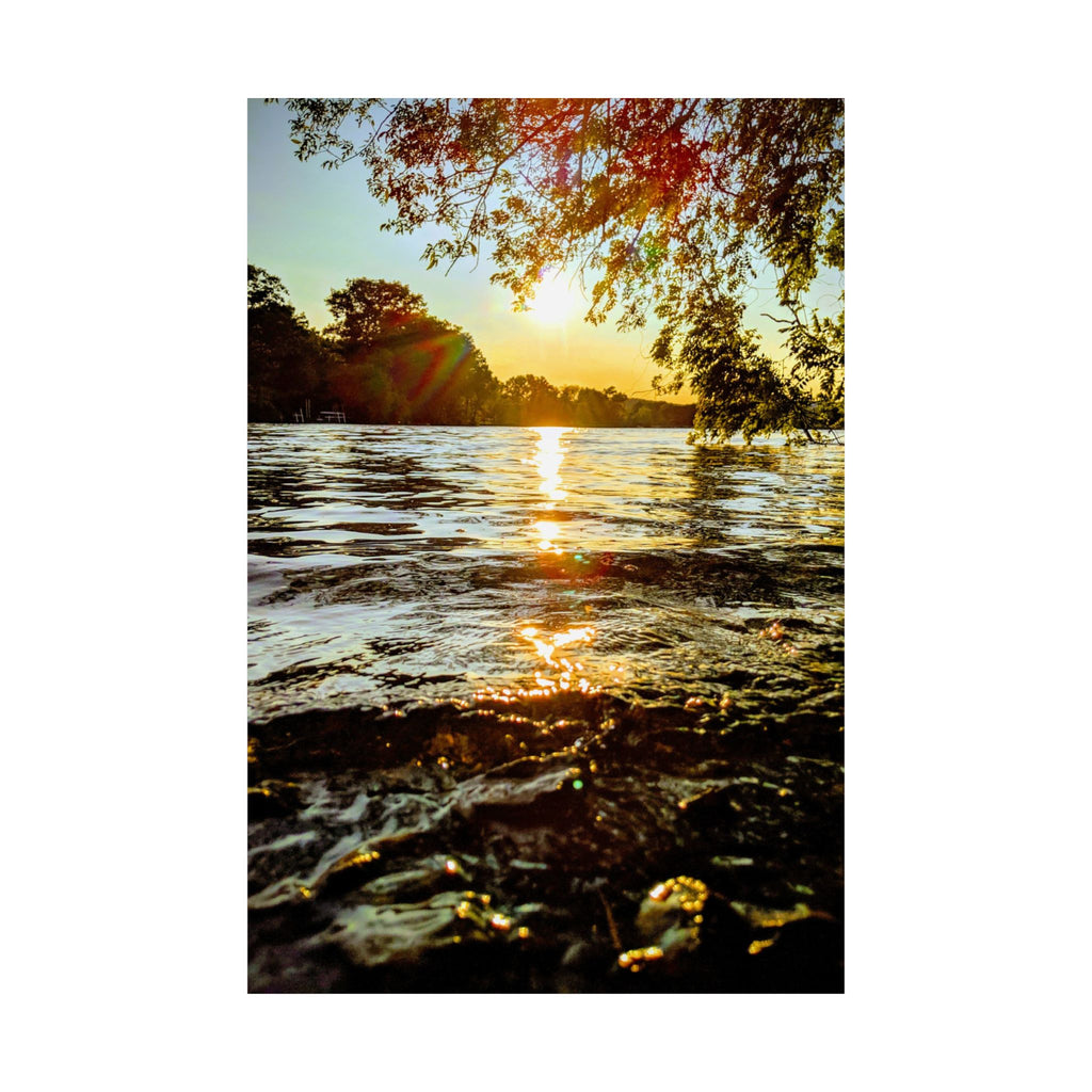 Golden Lake Sunset Matte Poster — Nature Photography Wall Art, Scenic Landscape Print, 46 Sizes