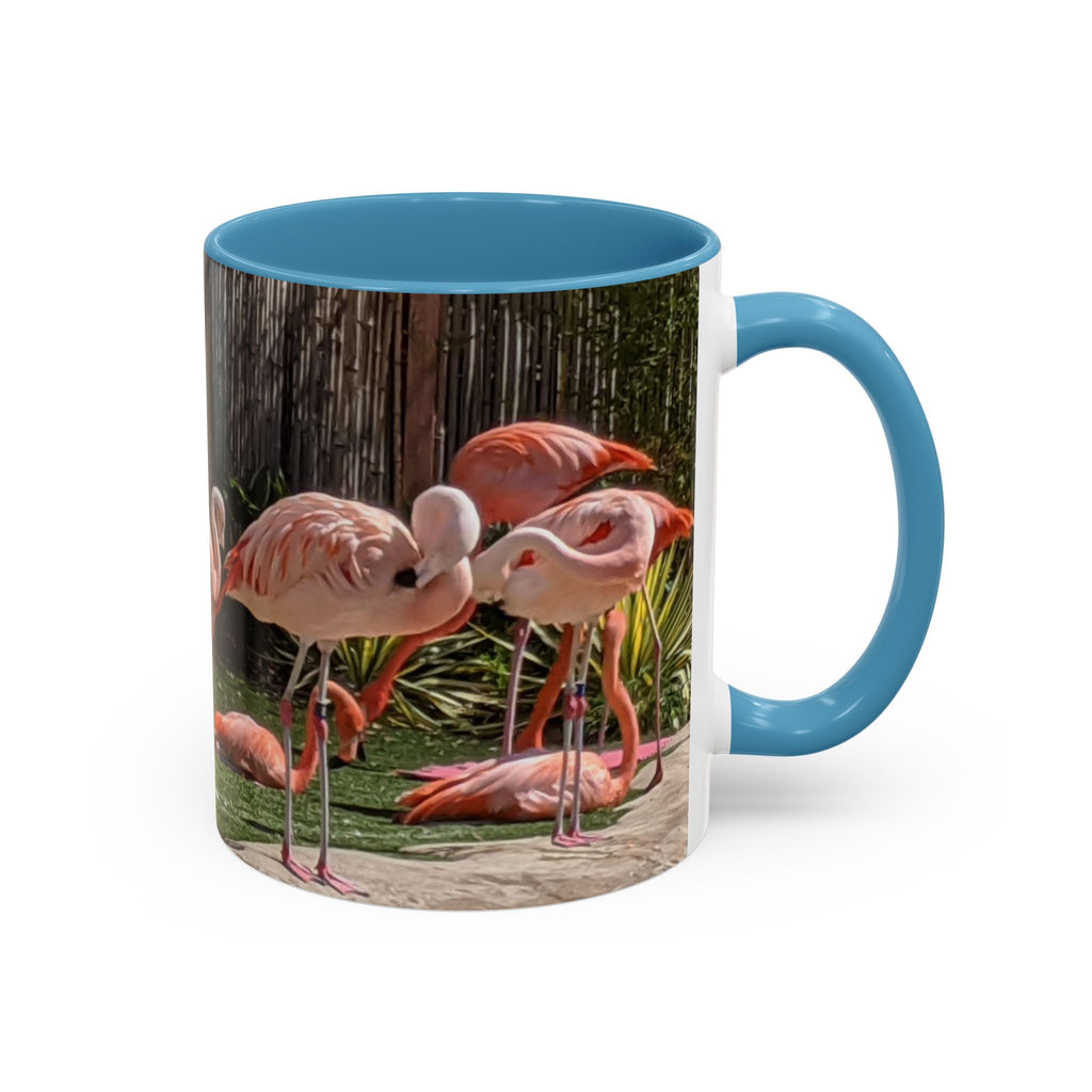 Flamingo Flock Accent Coffee Mug — Tropical Pink Bird Photo (11/15 oz)